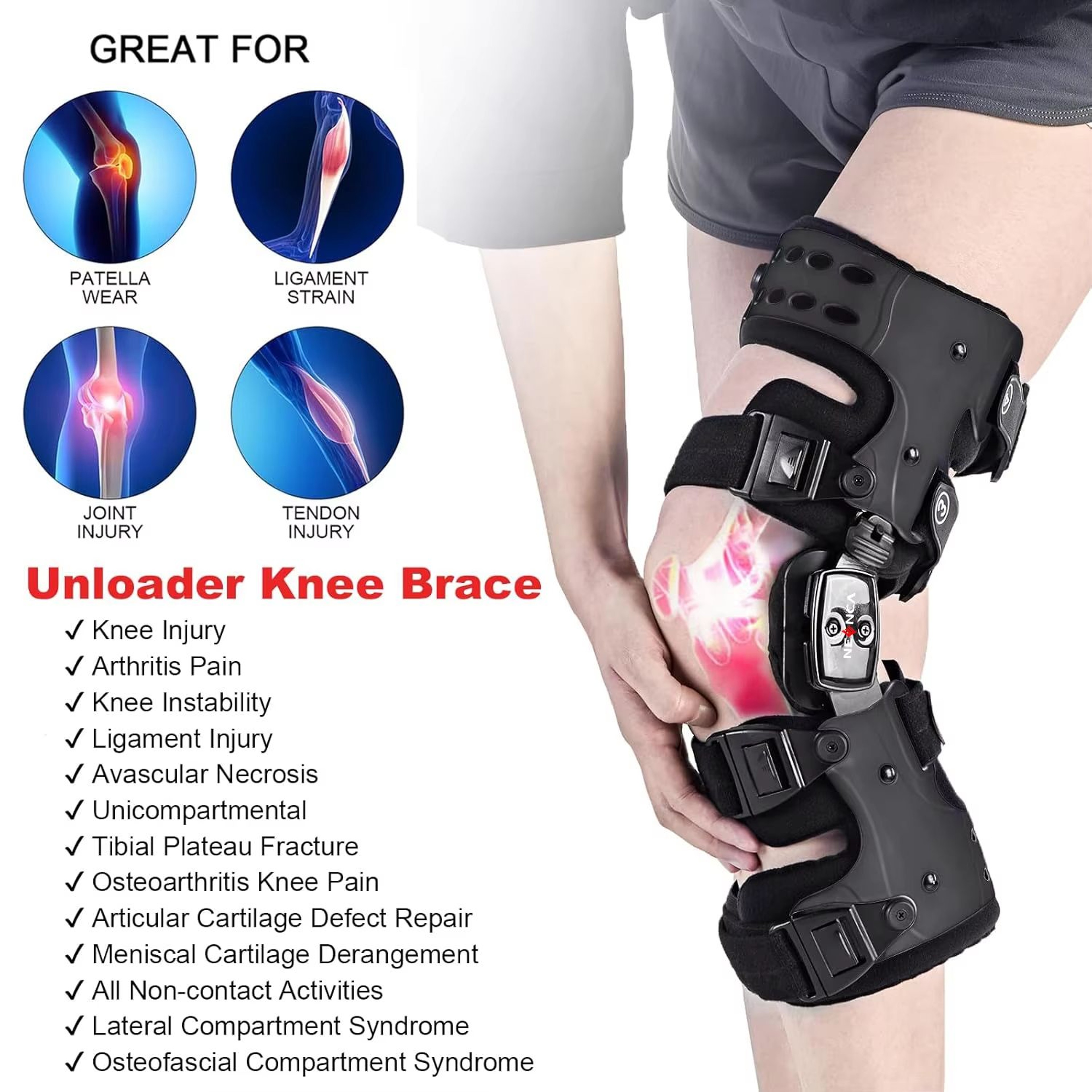 NEENCA OA Unloader Knee Brace  Pain Relief  Joint Support For ACL Meniscus Injury And Patella Stabi 1