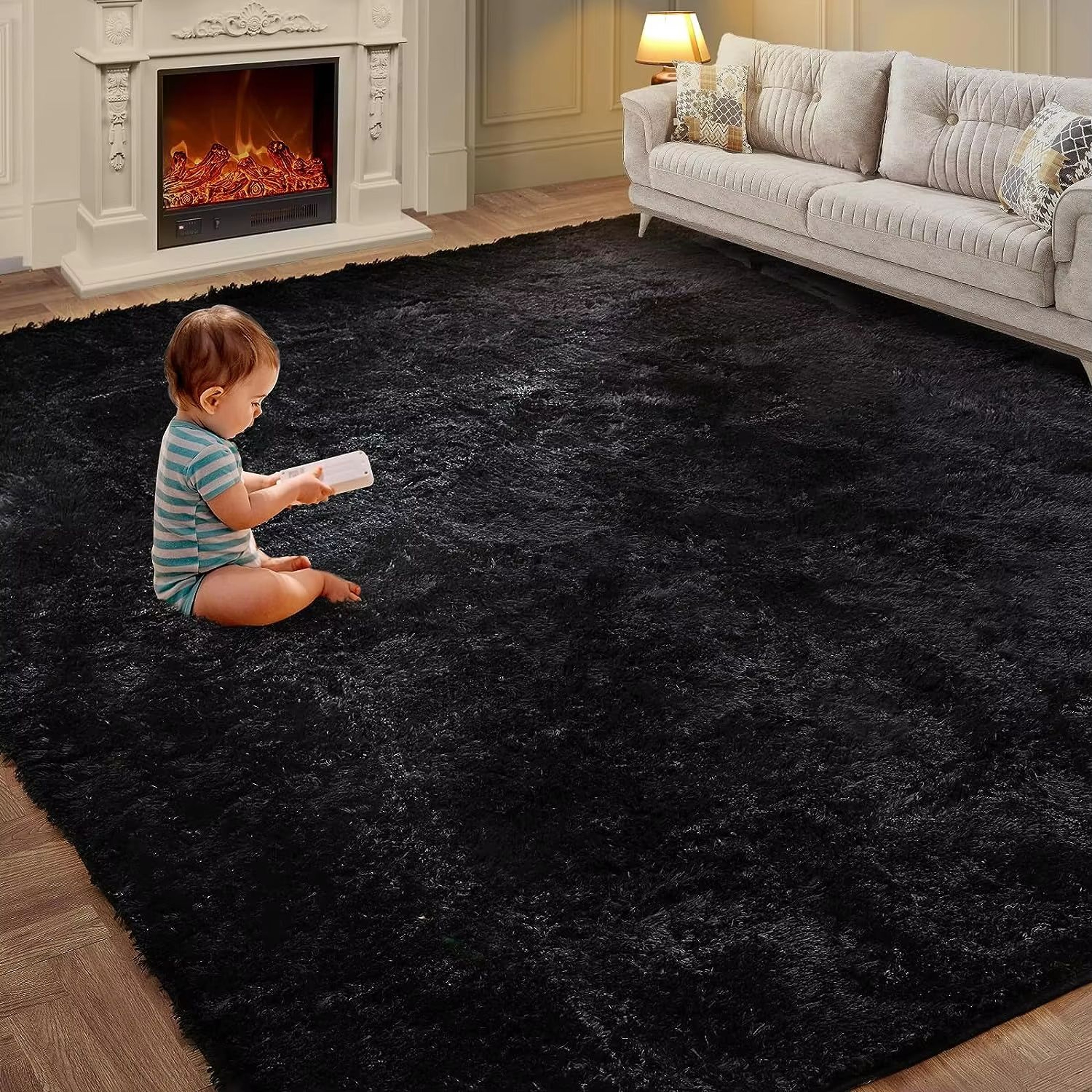 VIKAMA TieDye Plush Carpet  Soft Fluffy NonSlip Rug For Living Room Bedroom  Kids Spaces 2