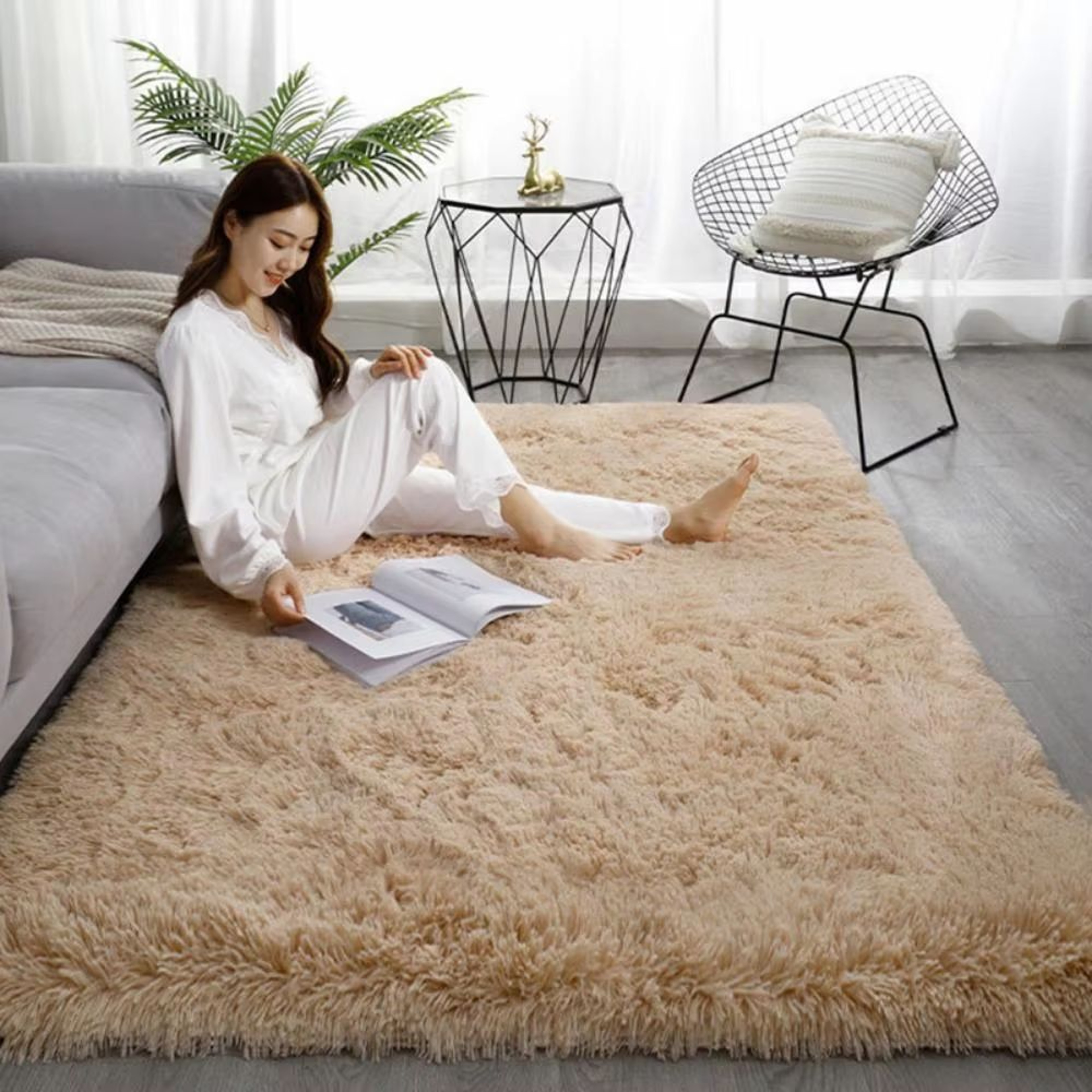 VIKAMA TieDye Plush Carpet  Soft Fluffy NonSlip Rug For Living Room Bedroom  Kids Spaces 24