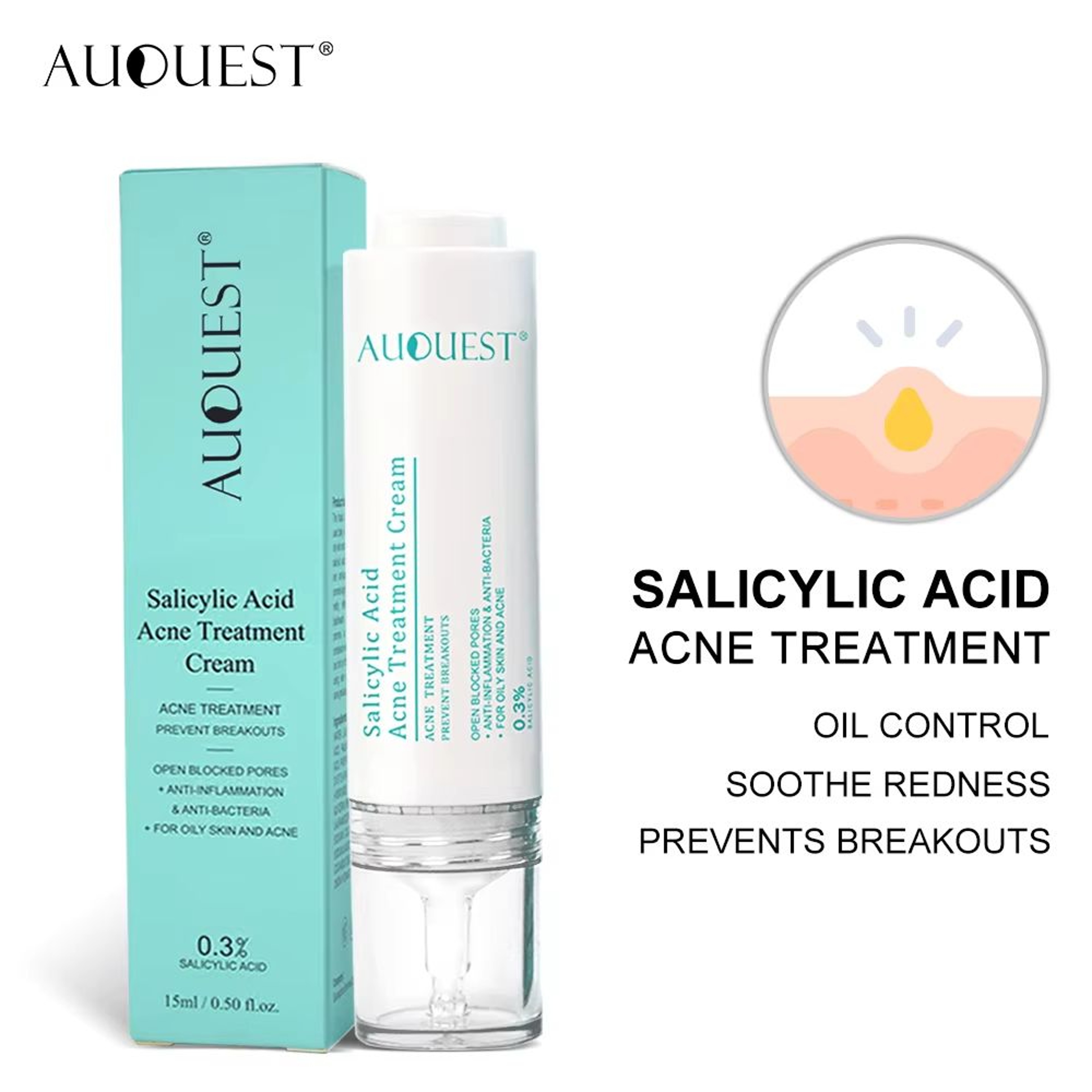 AUQUEST Salicylic Acid Acne Face Cream  Pore Refining  Blackhead Removal Niacinamide Moisturizer 0