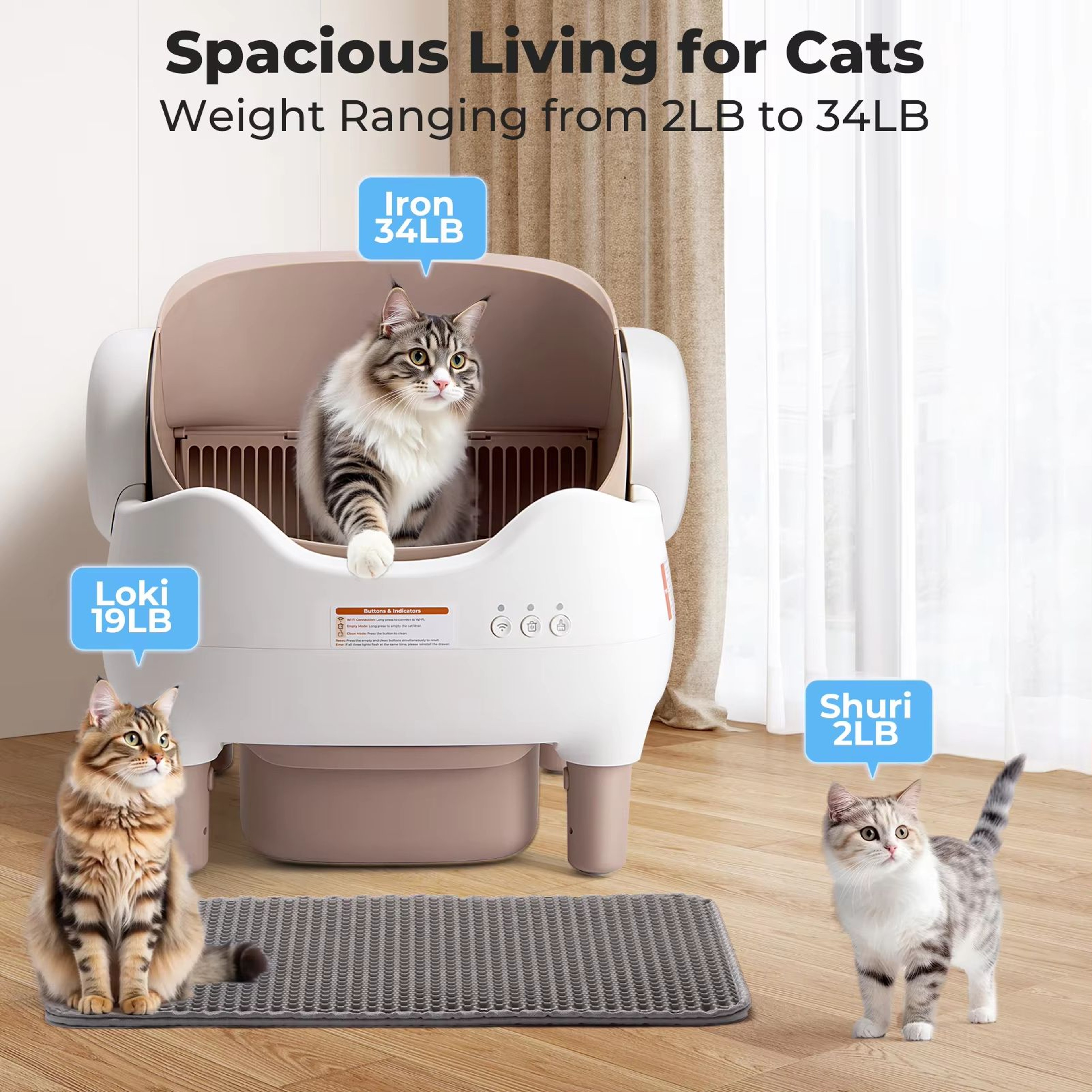 Smart SelfCleaning Litter Box  Automatic Cat Litter Box With APP Control  Large OdorFree Waste Bin 1