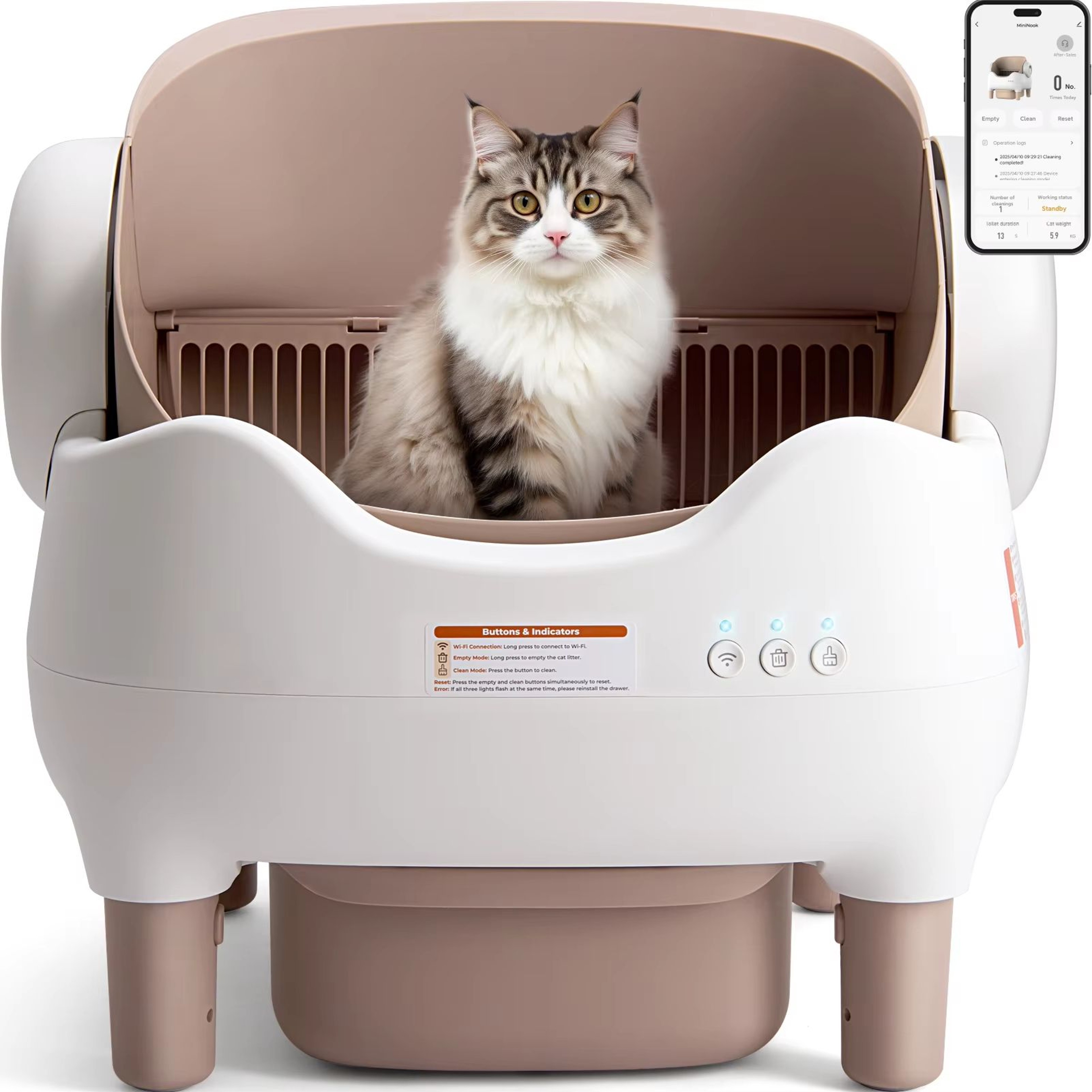 Smart SelfCleaning Litter Box  Automatic Cat Litter Box With APP Control  Large OdorFree Waste Bin 6