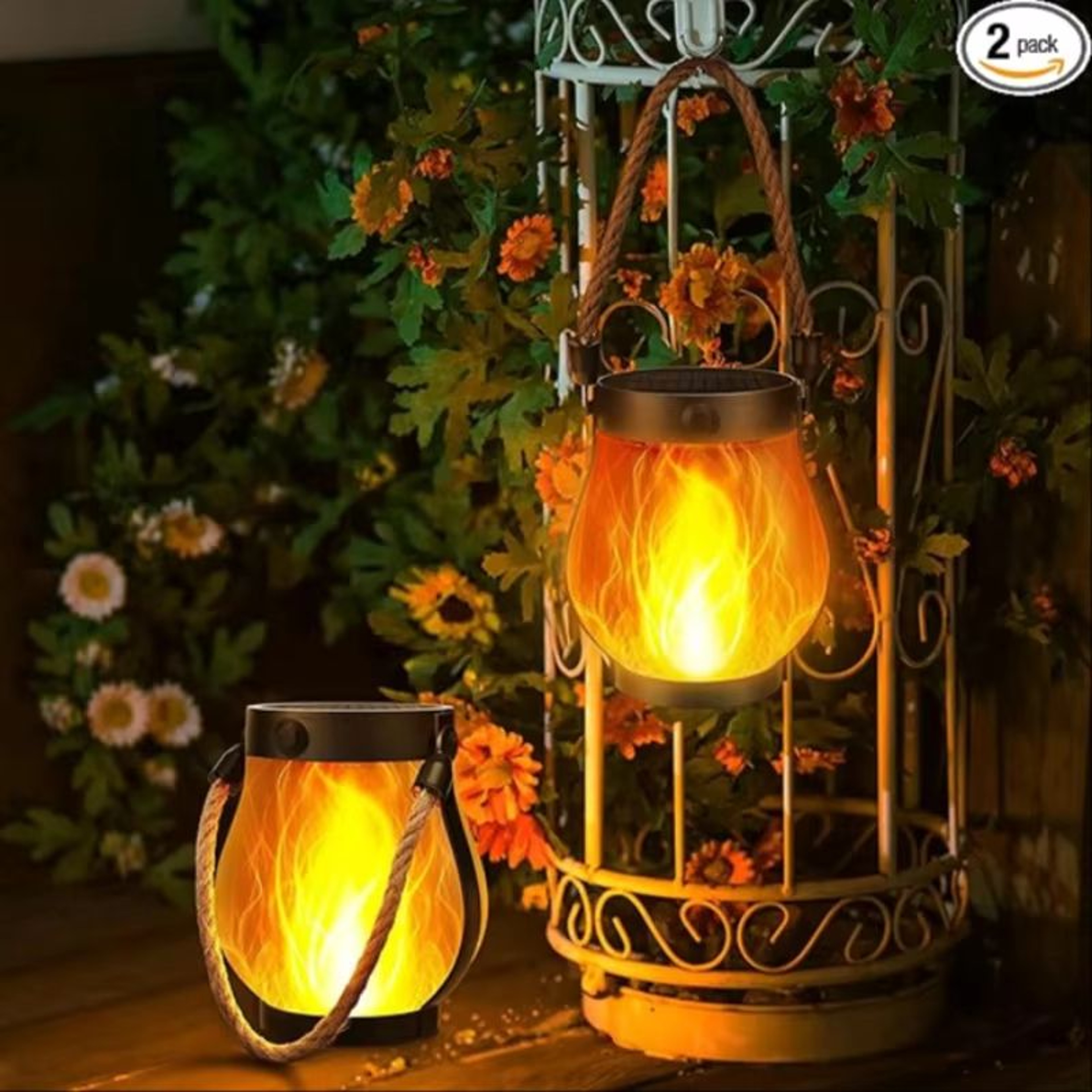 Dancing Flame Solar Lantern  Outdoor Flickering Torch Light For Garden Patio  Pathway 0