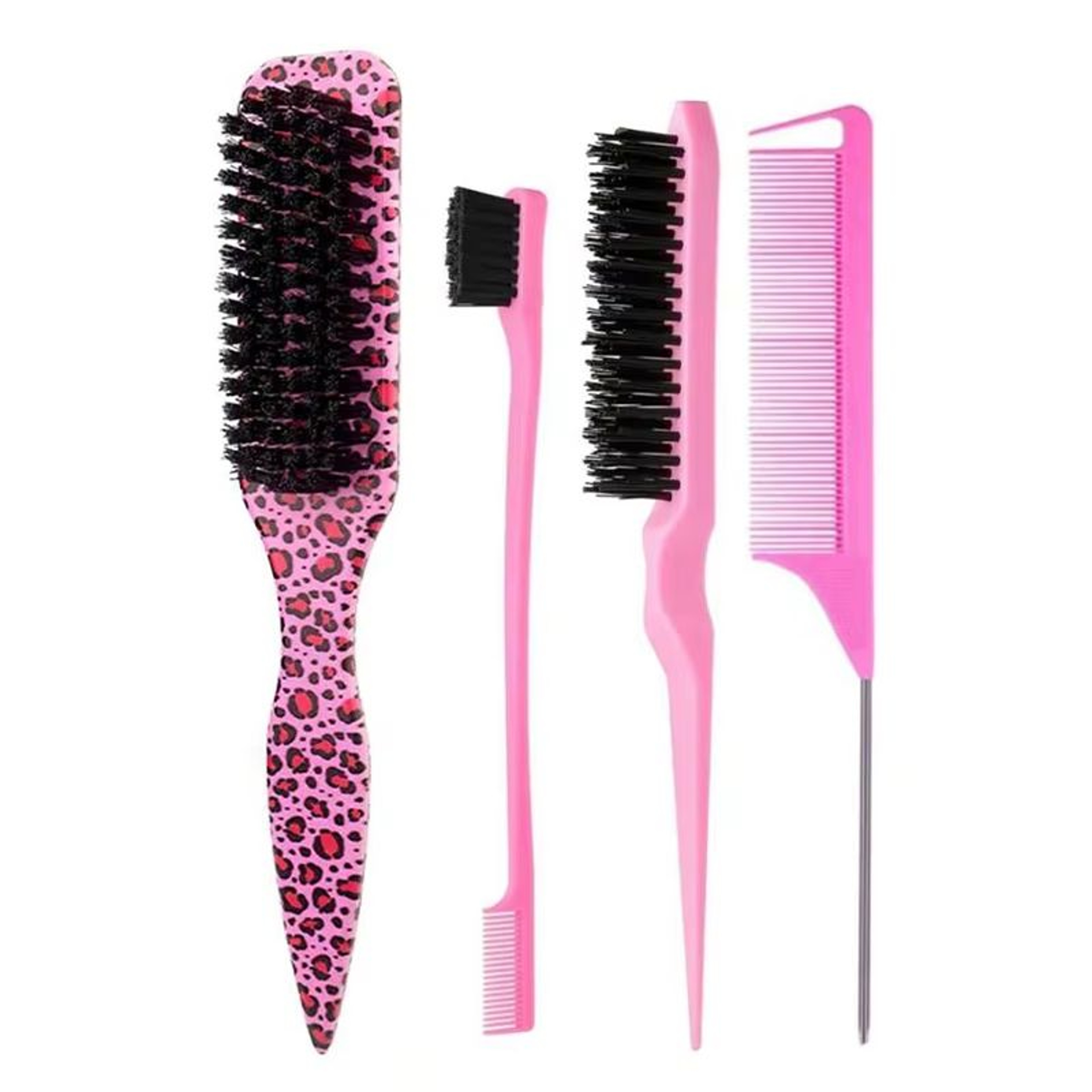 Boar Bristle Slick Back Hair Brush  Sleek Ponytail Bun  Flyaway Smoothing Tool For Edges And Baby H 6
