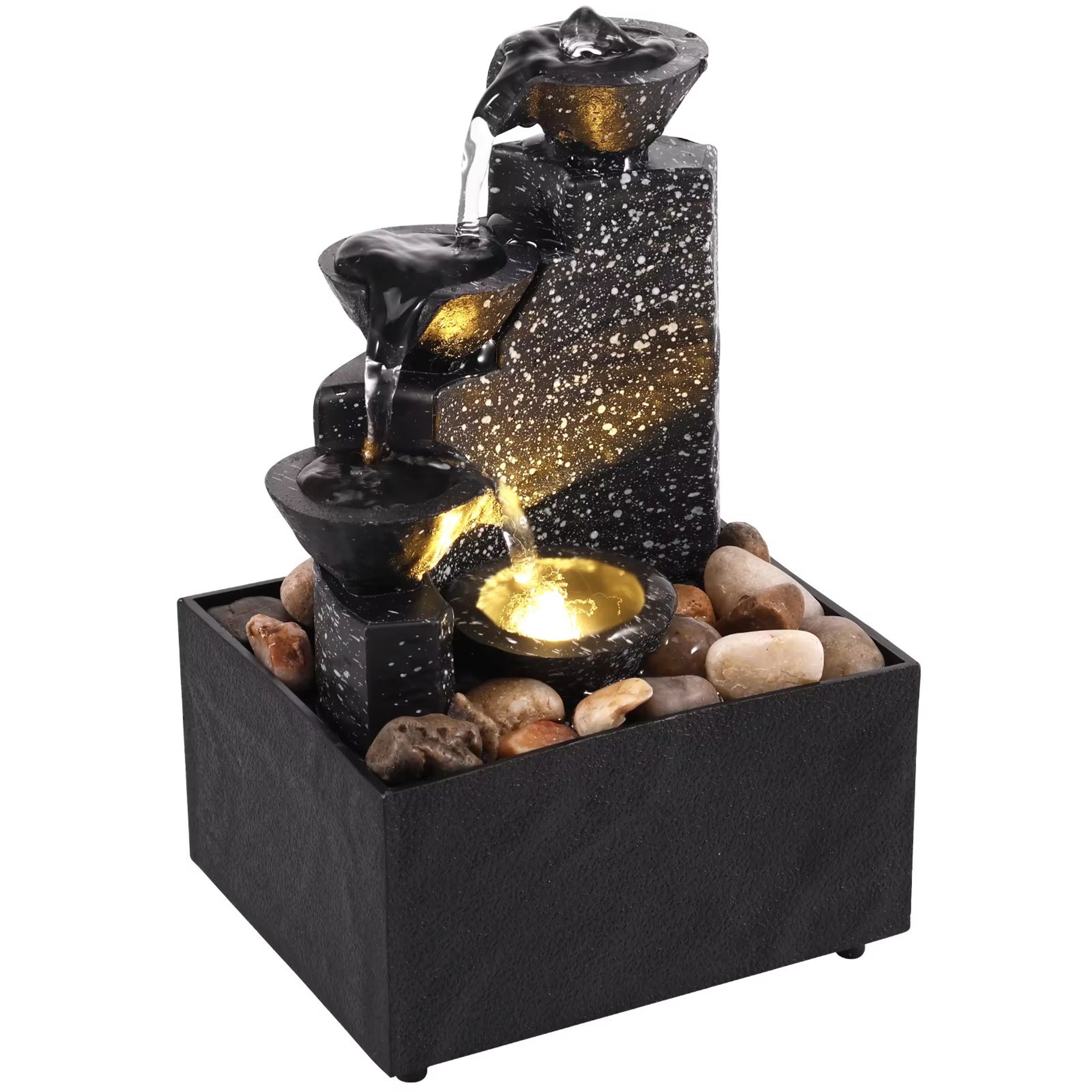 Tabletop Waterfall Fountain With LED Lights  Relaxing Desktop Meditation Fountain  Home Decor Accen 0