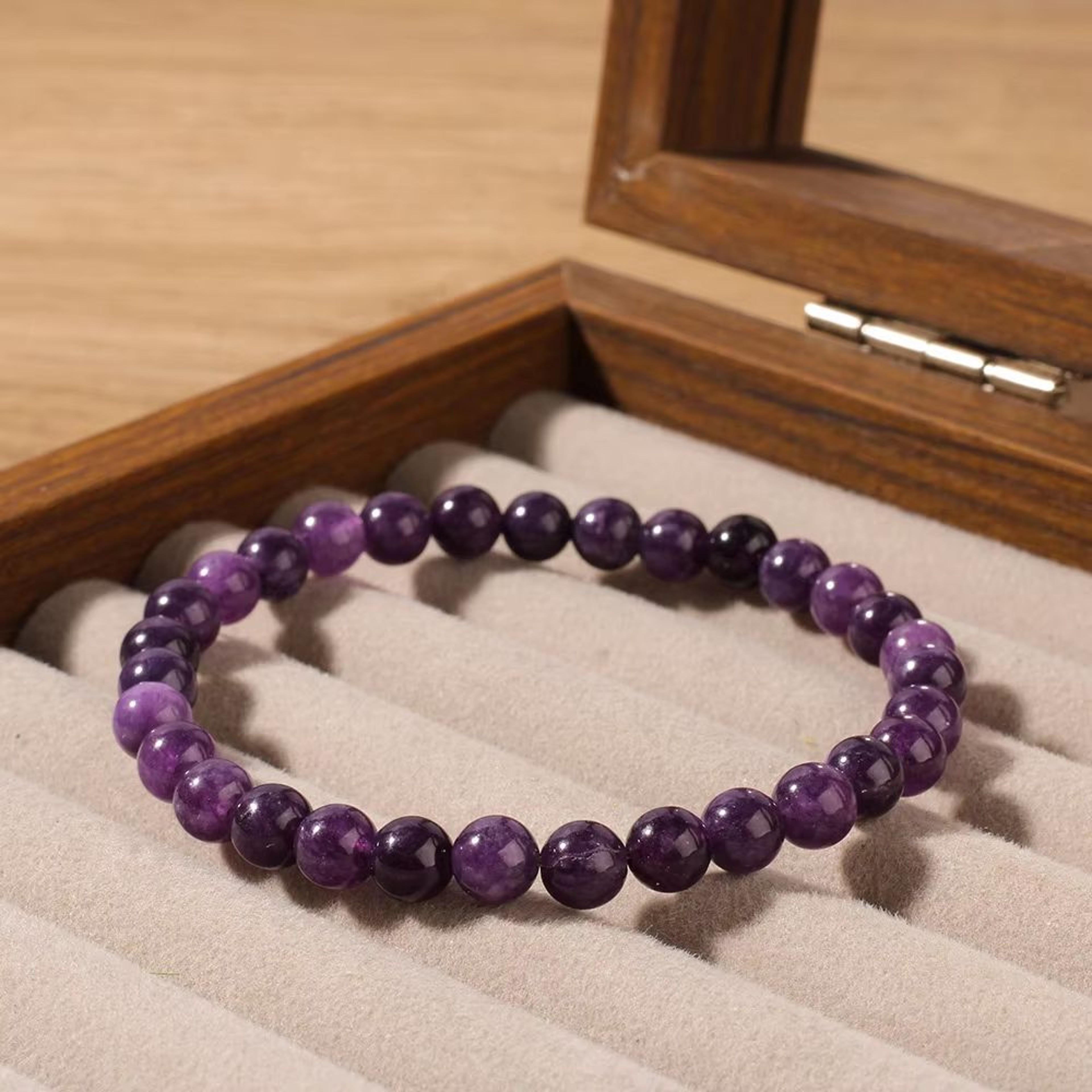 Natural Amethyst Bead Bracelet  Genuine Healing Stone Stretch Jewelry For Men  Women 6810mm 1