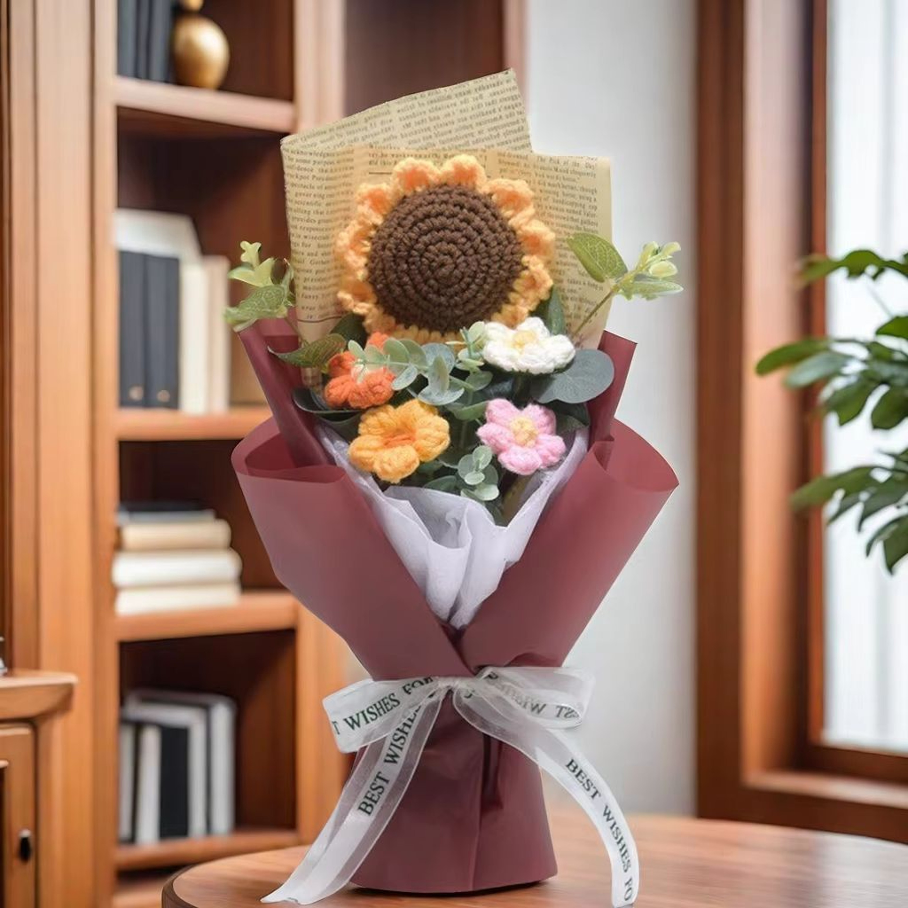 Handmade Crochet Flower Bouquet  Sunflower  Daisy Gift For Special Occasions 4