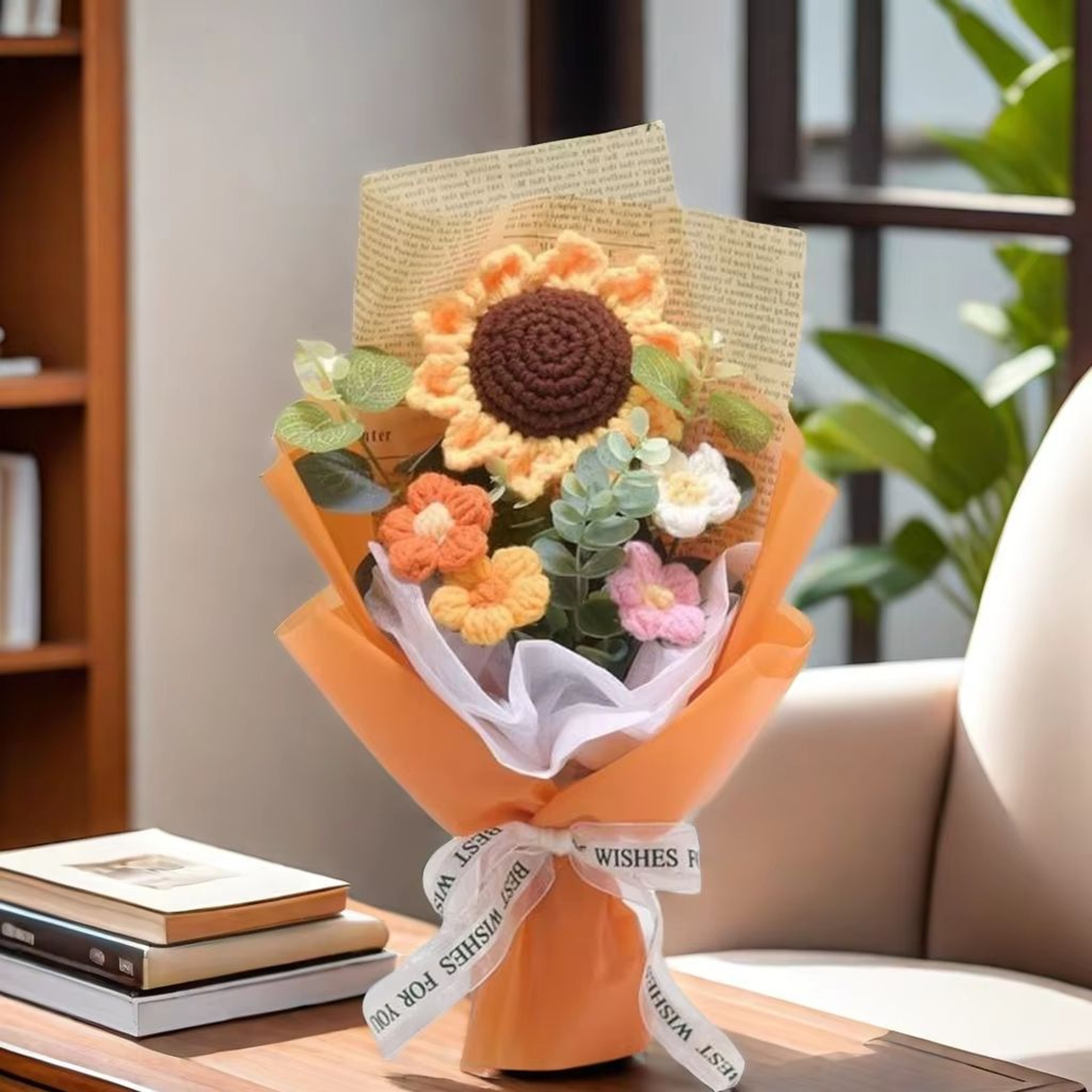 Handmade Crochet Flower Bouquet  Sunflower  Daisy Gift For Special Occasions 6