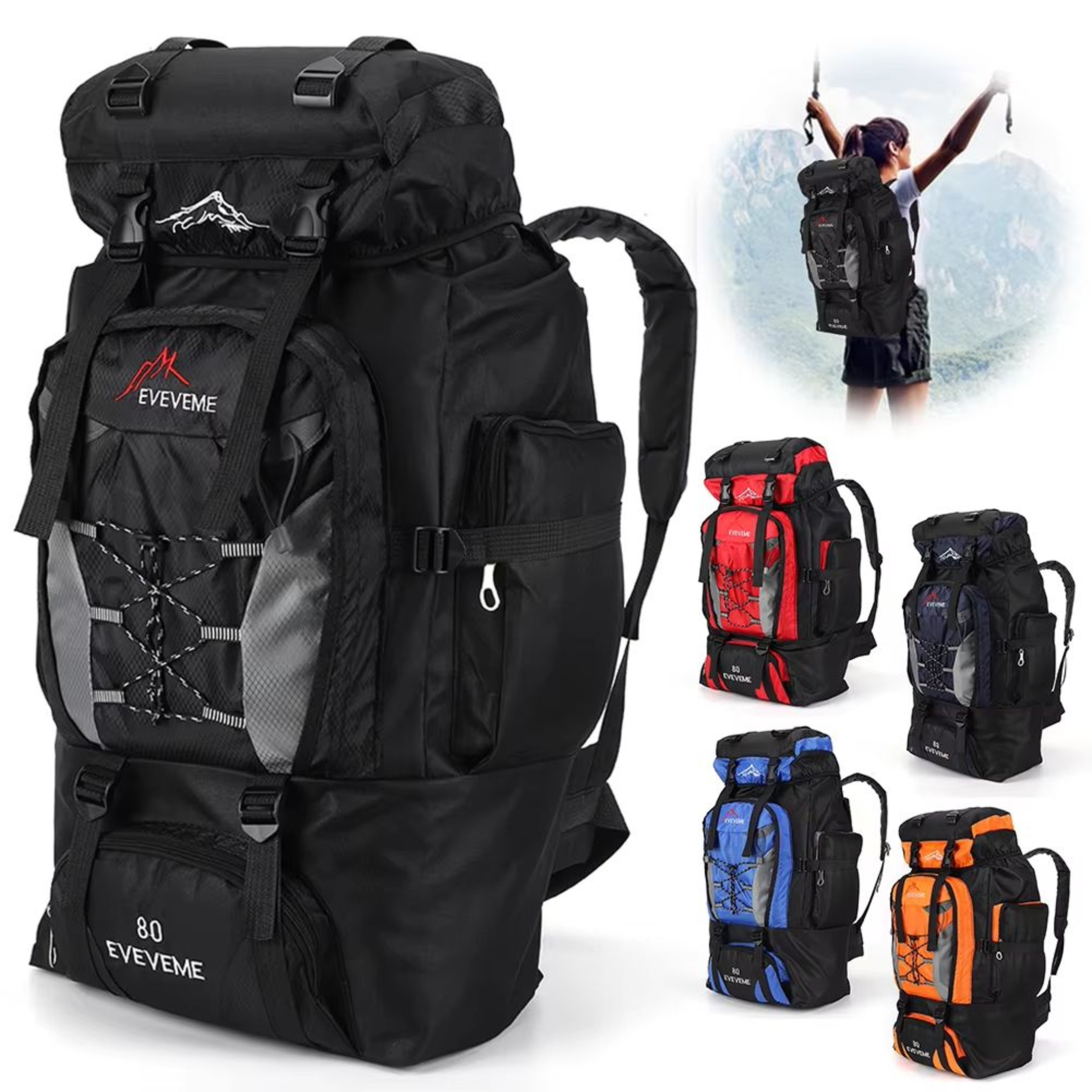 80L Outdoor Mountaineering Backpack  HeavyDuty Hiking Travel  Camping Backpack For Men And Women 0