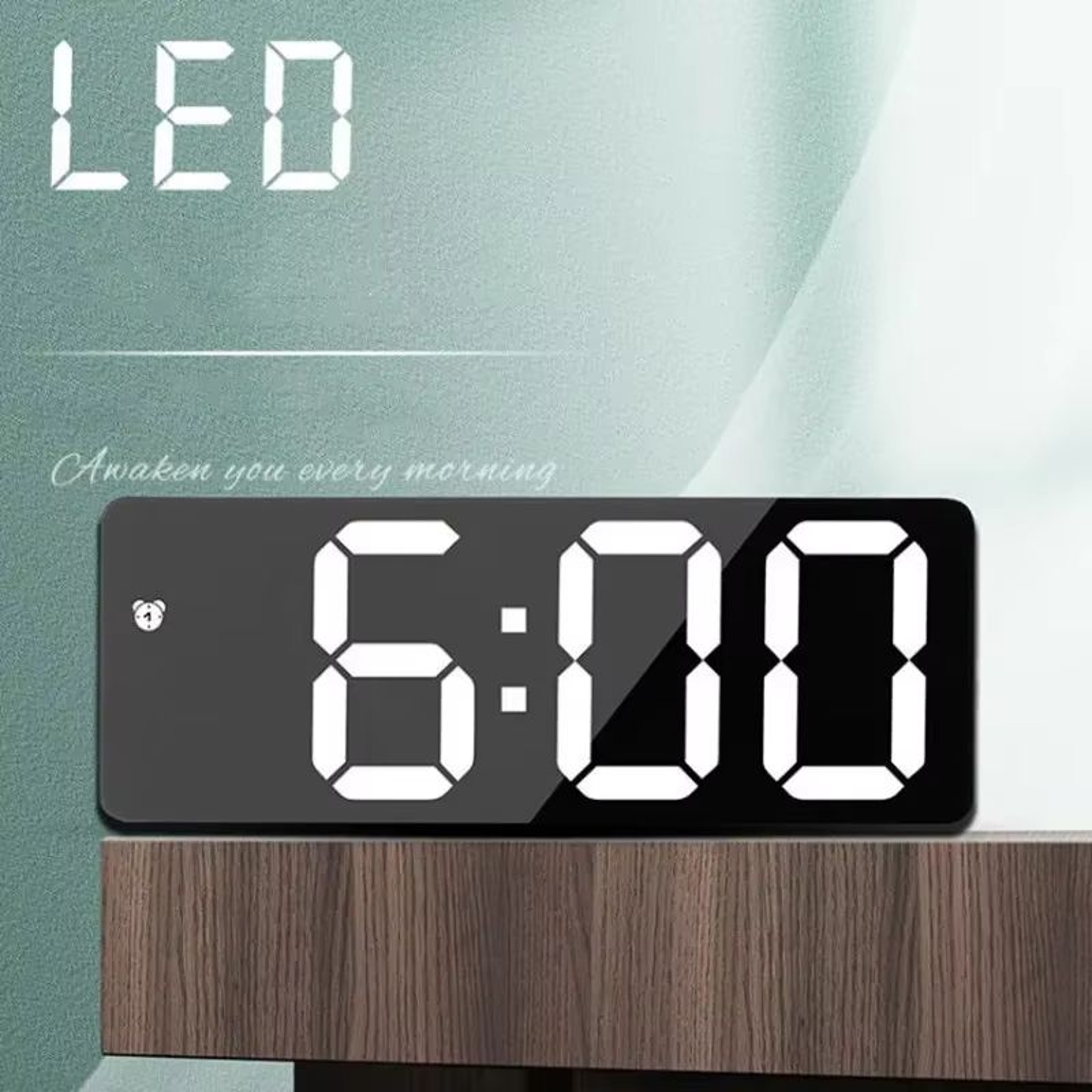LED Digital Alarm Clock With Mirror Display  Voice Control Snooze  Night Mode Table Clock 0