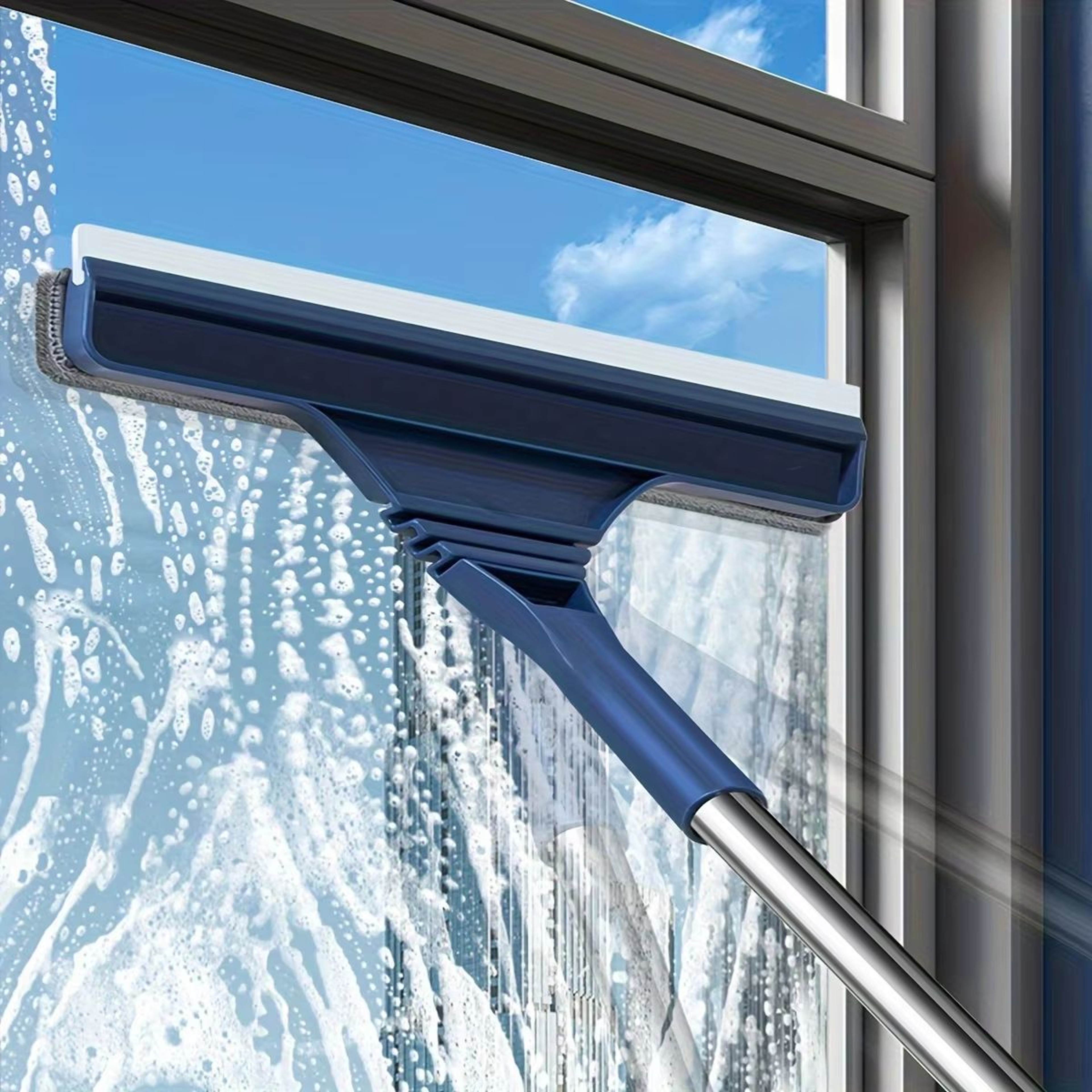 2in1 Window Screen Cleaning Brush With Telescopic Handle And DualSided Blade 4