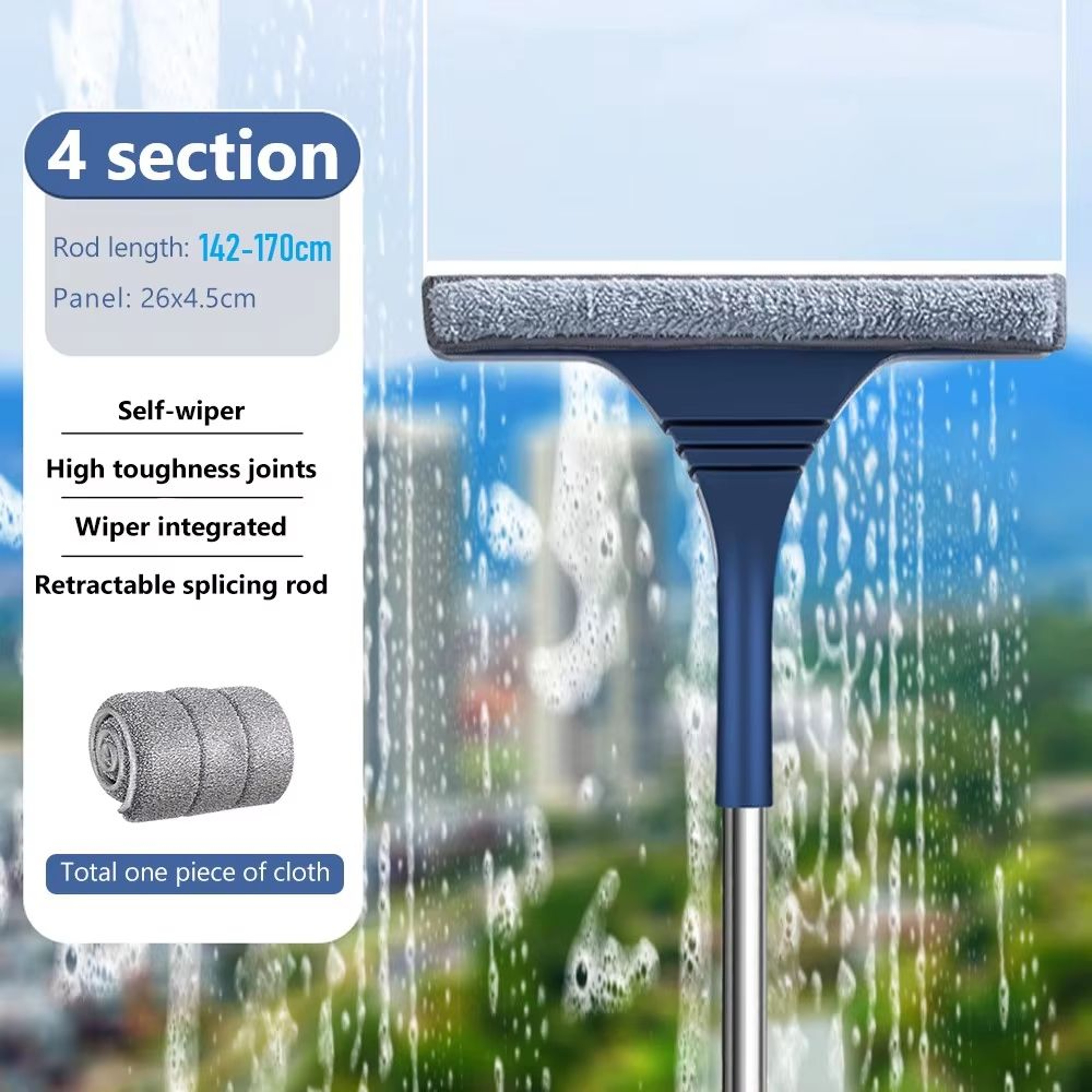 2in1 Window Cleaner  Screen Brush  Telescopic Magic Broom Long Handle Window Wiper And Mop Squeegee 8