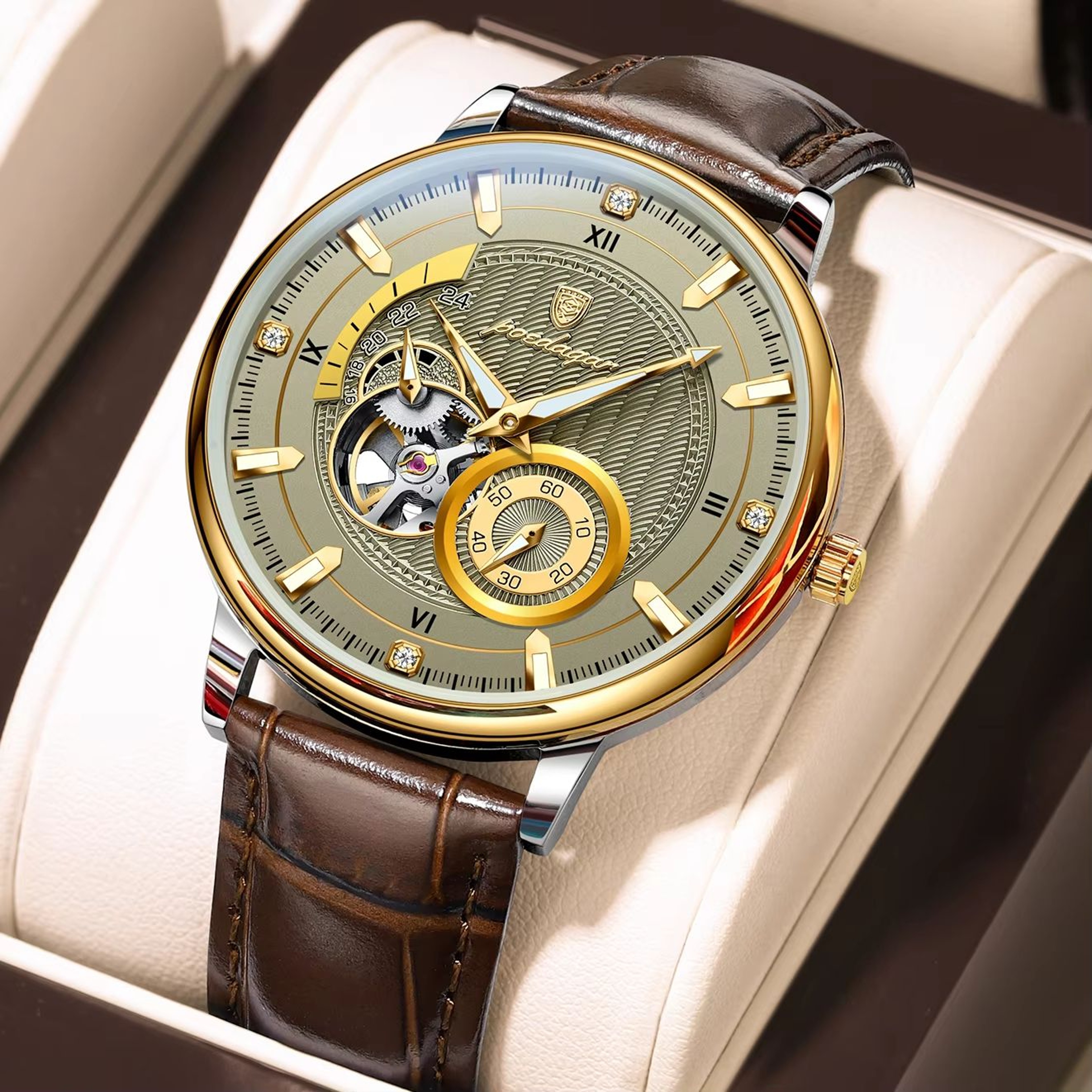 POEDAGAR Mens Automatic Mechanical Watch  Luxury Tourbillon Design Waterproof  Luminous Sport Style 6