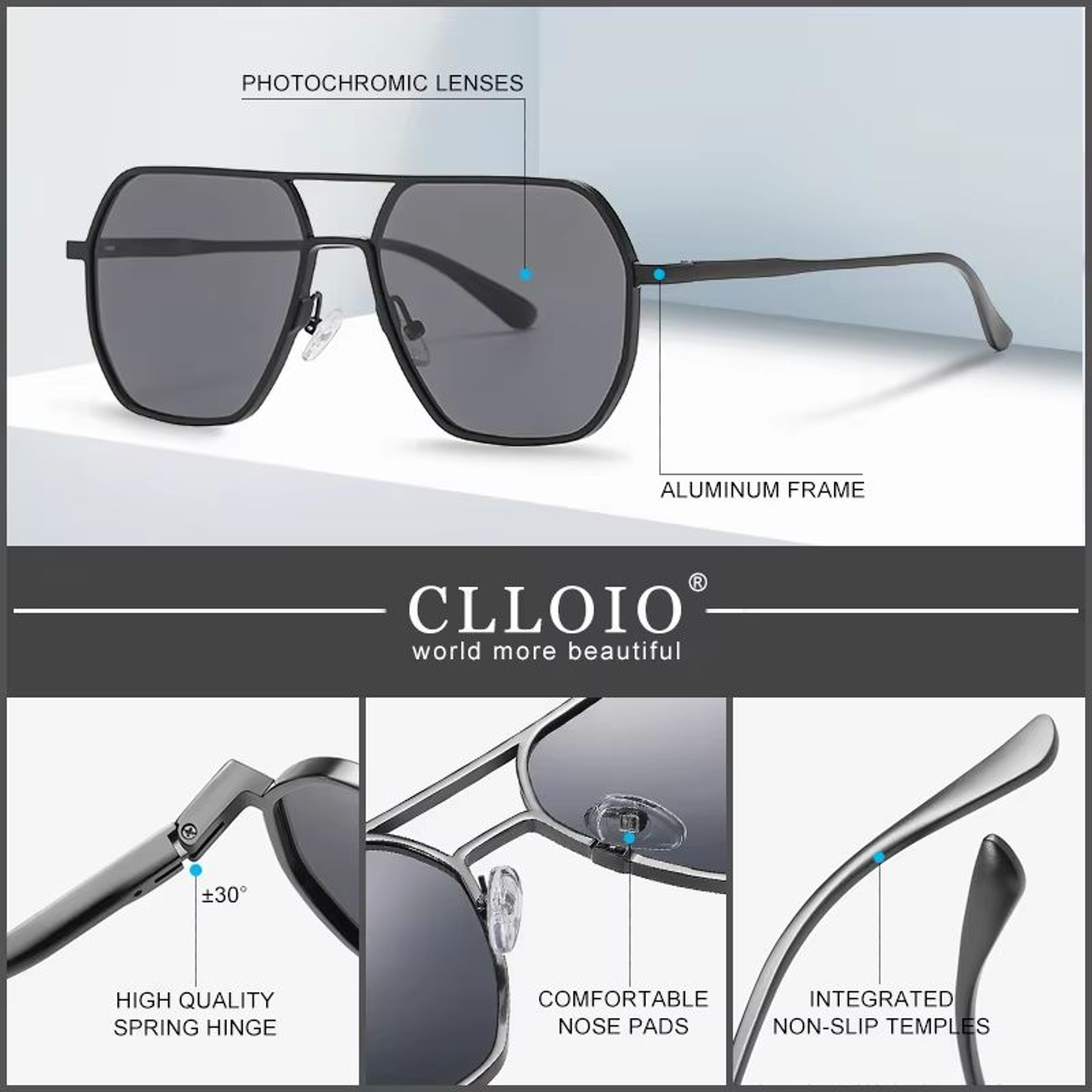 Aluminum Photochromic Sunglasses  Polarized AntiGlare Chameleon Glasses For Men  Women 4