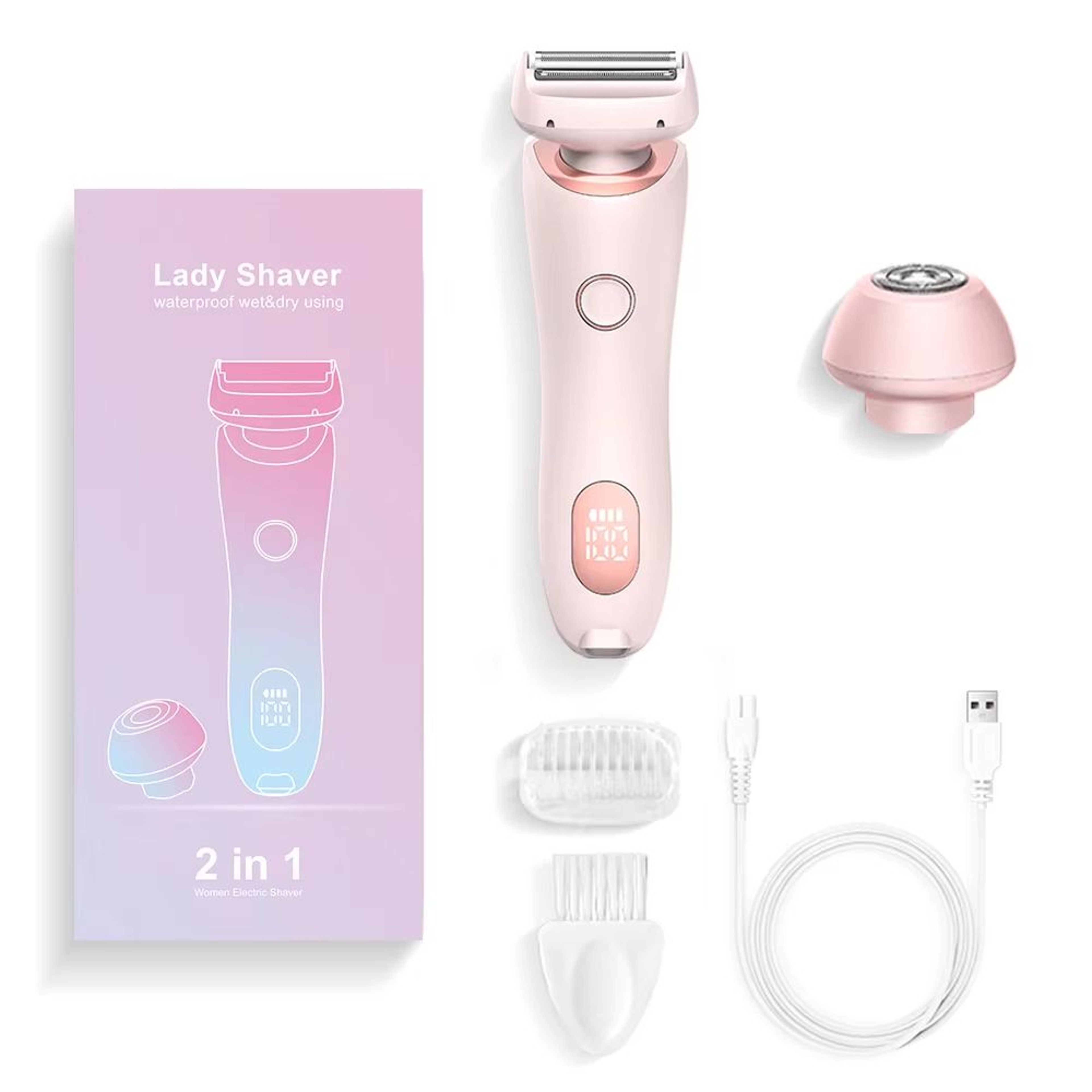 2in1 Electric Razor For Women  Waterproof Bikini Trimmer  Face Shaver 7
