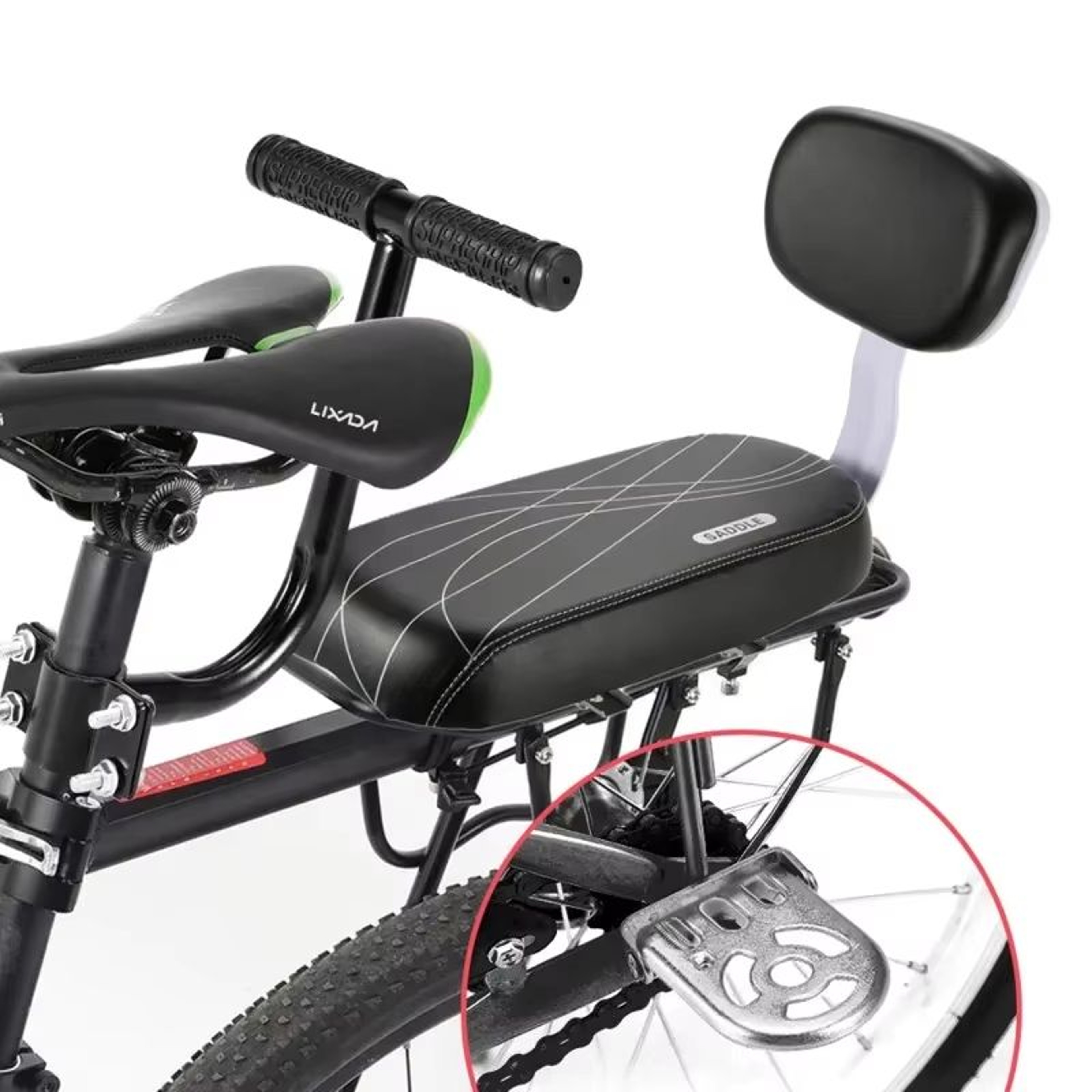Bike Child Seat With Backrest  PU Leather Bicycle Rear Rack Cushion For Kids 0