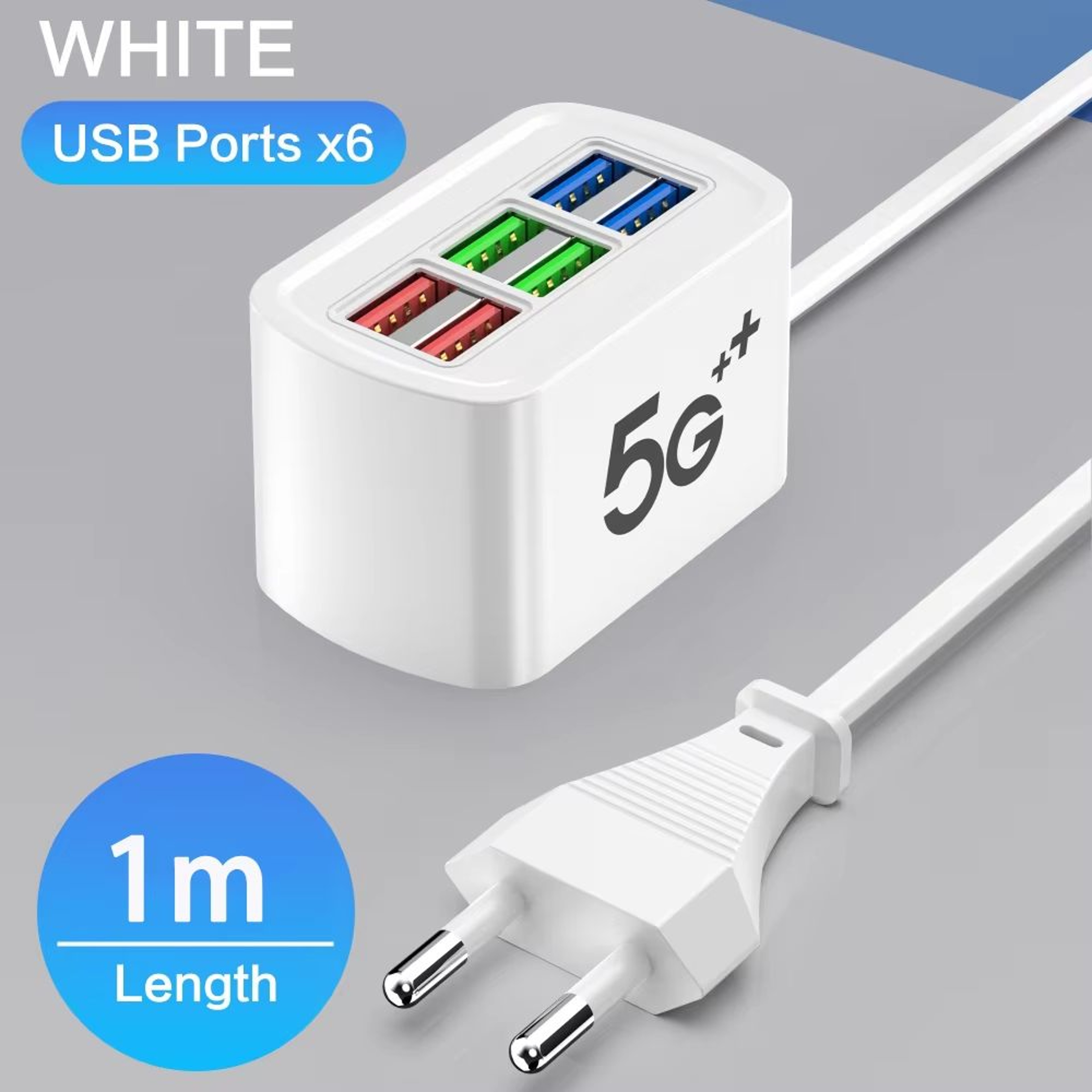 6in1 Fast USB Charger Power Strip  Desktop Charging Station With 1m Cord For Home  Office 0