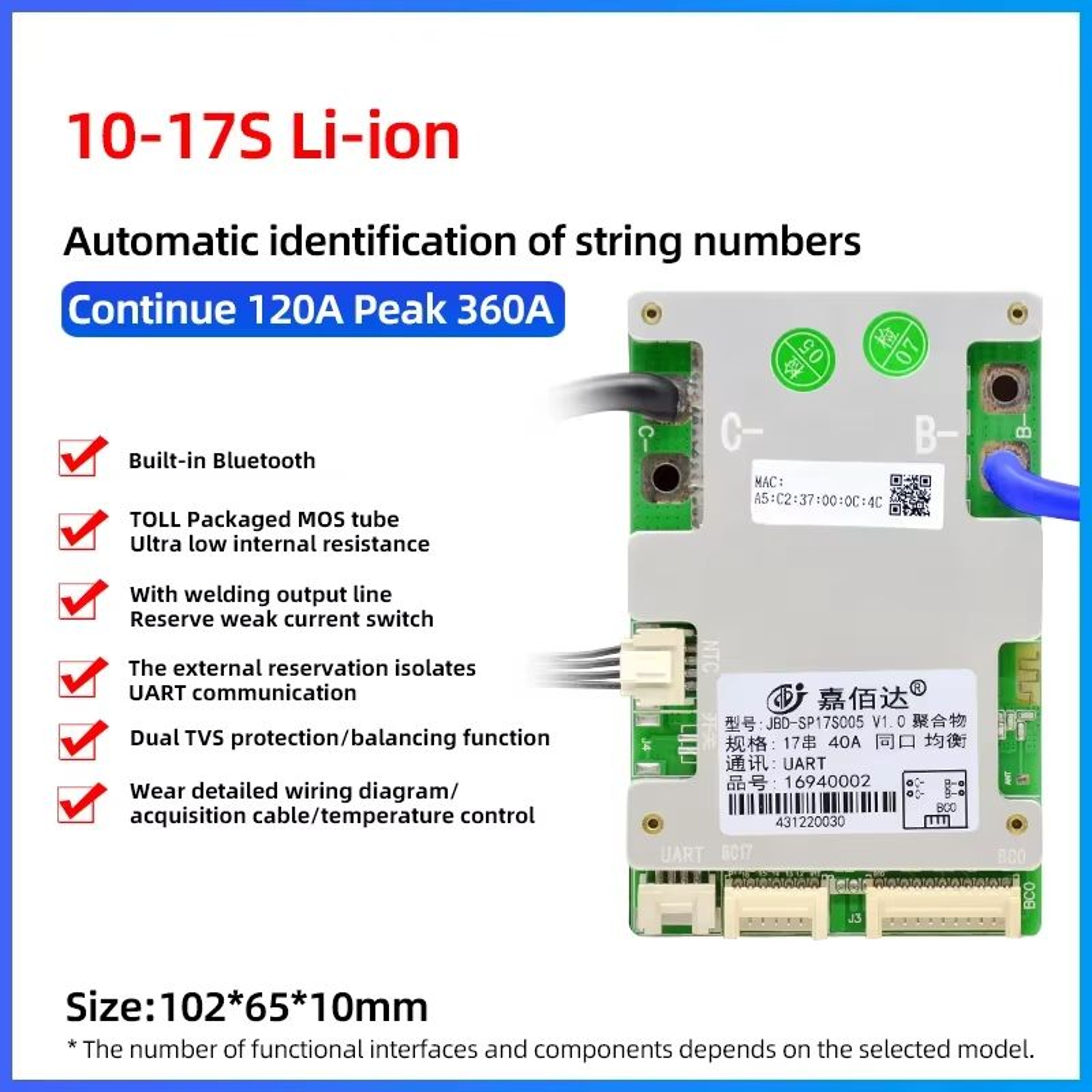 JBD Smart BMS With BuiltIn Bluetooth  Lithium Battery Protection Board 7S17S For 24V 36V 48V  60V L 21