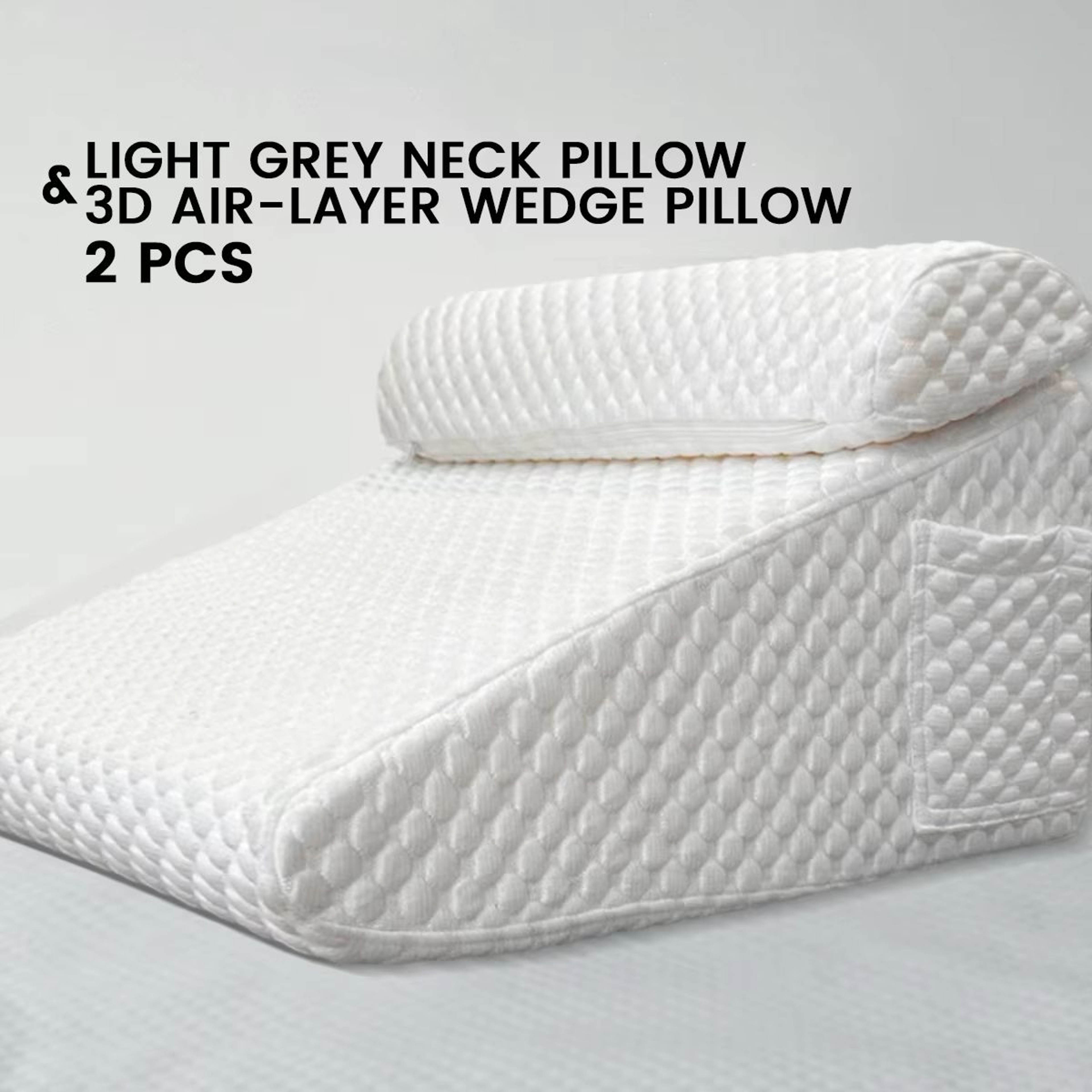 2Piece Memory Foam Wedge Pillow Set  Triangle Support Cushions For Back Legs Knees  Neck With Remov 7