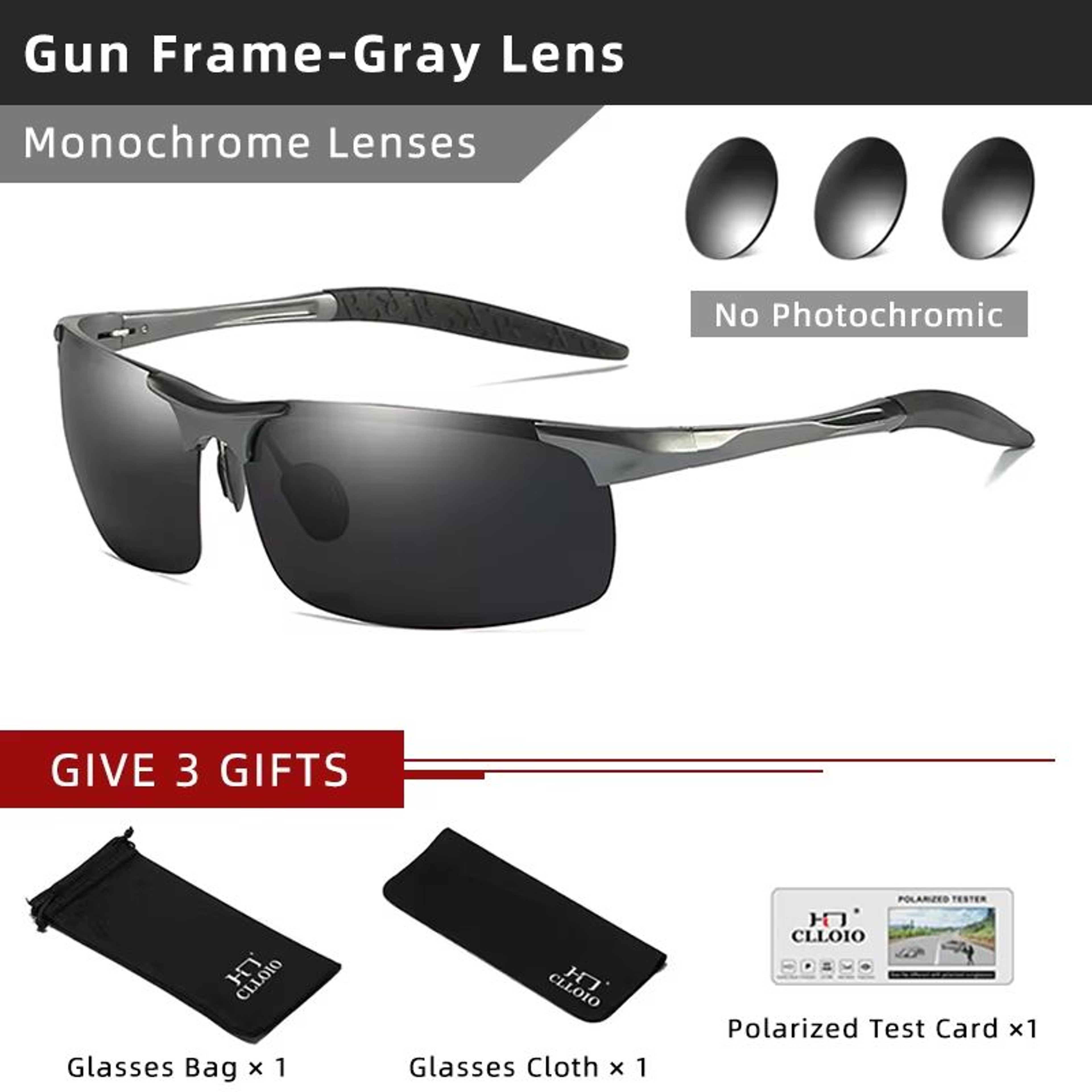 CllOIO Photochromic Polarized Sunglasses For Men  Day  Night Driving AntiGlare Glasses 6