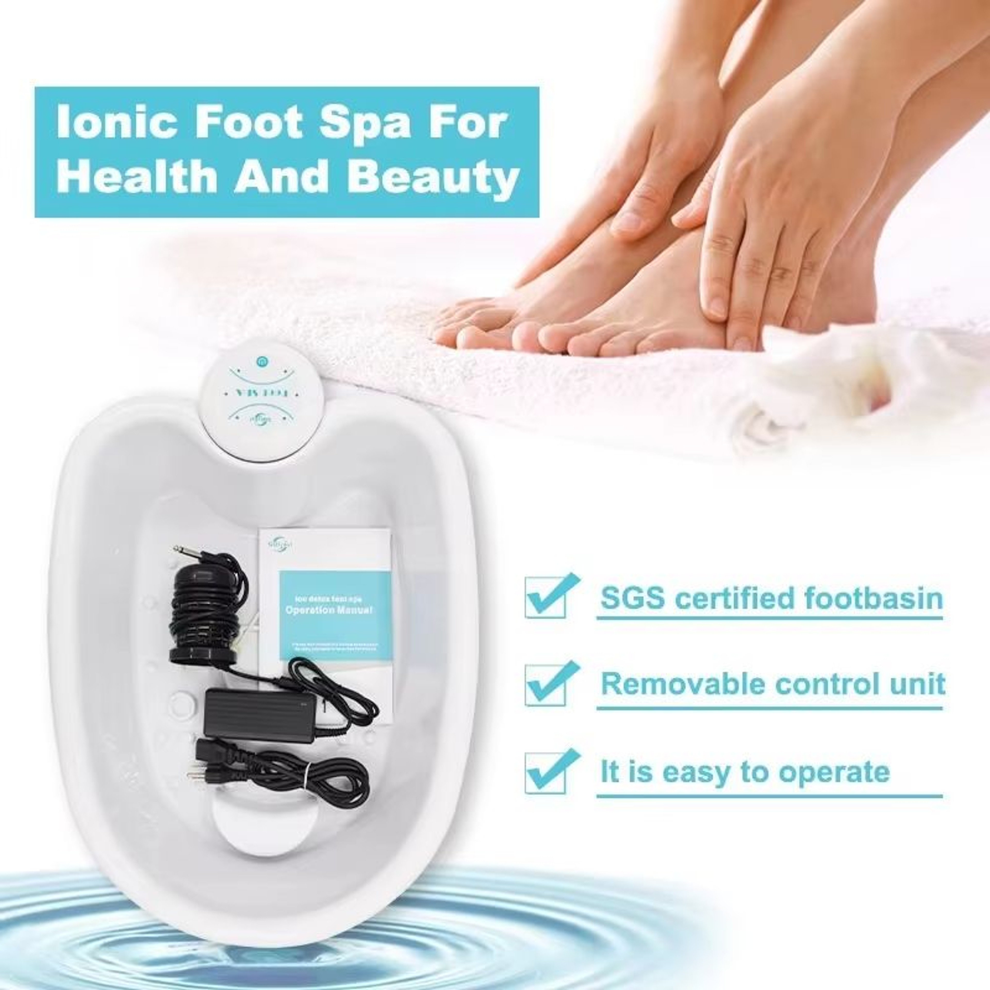 Detox Ion Electric Foot Spa Bath Massager  Vibrating Whirlpool Footbath For Relaxation  Health Ther 2