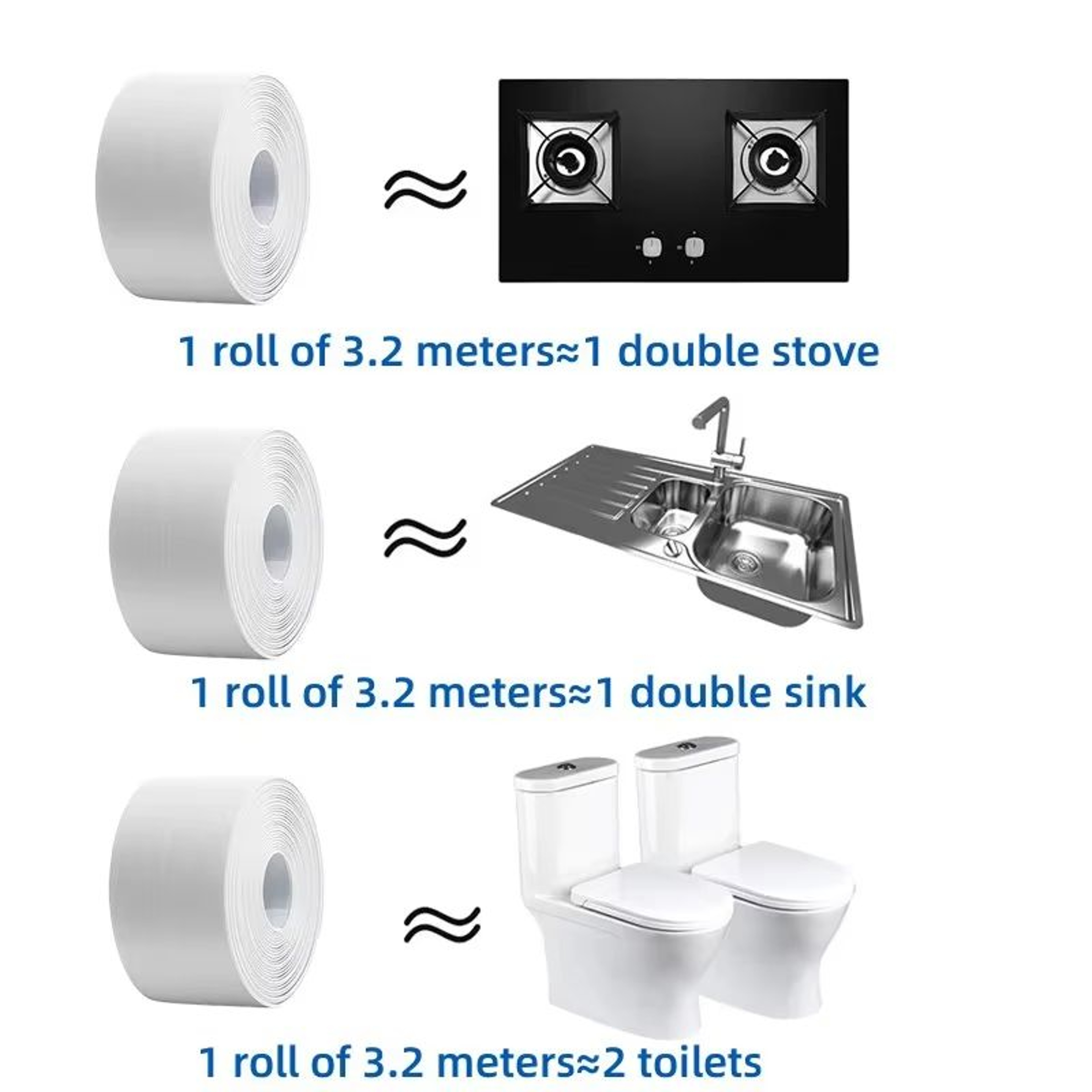 Waterproof SelfAdhesive Caulk Sealing Tape  PVC OilProof Kitchen Sink  Bathroom Edge Strip 1m  2m   1