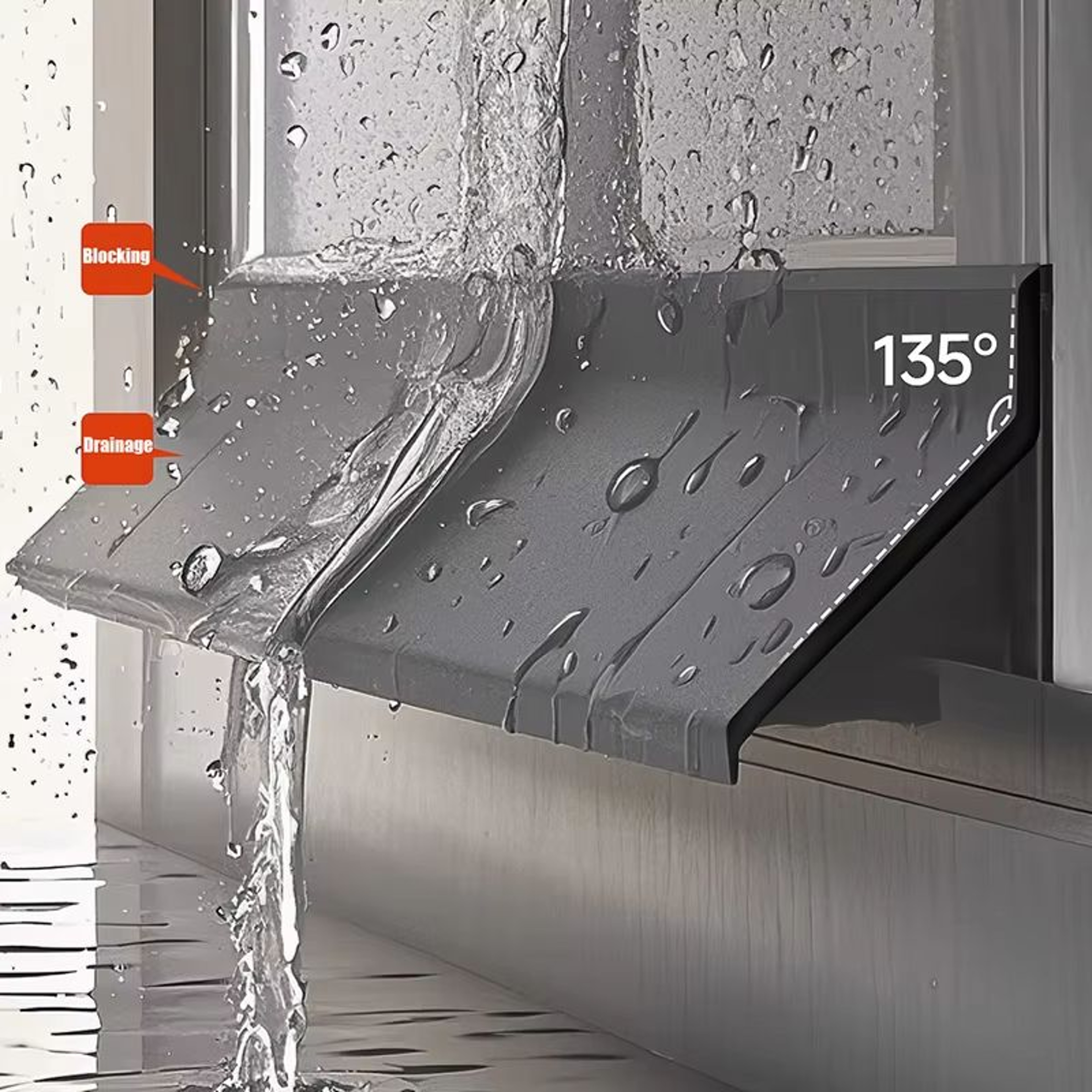 Aluminum Alloy Window Water Deflector  Waterproof Blocking Bar  Sealing Strip For Home Windows 0