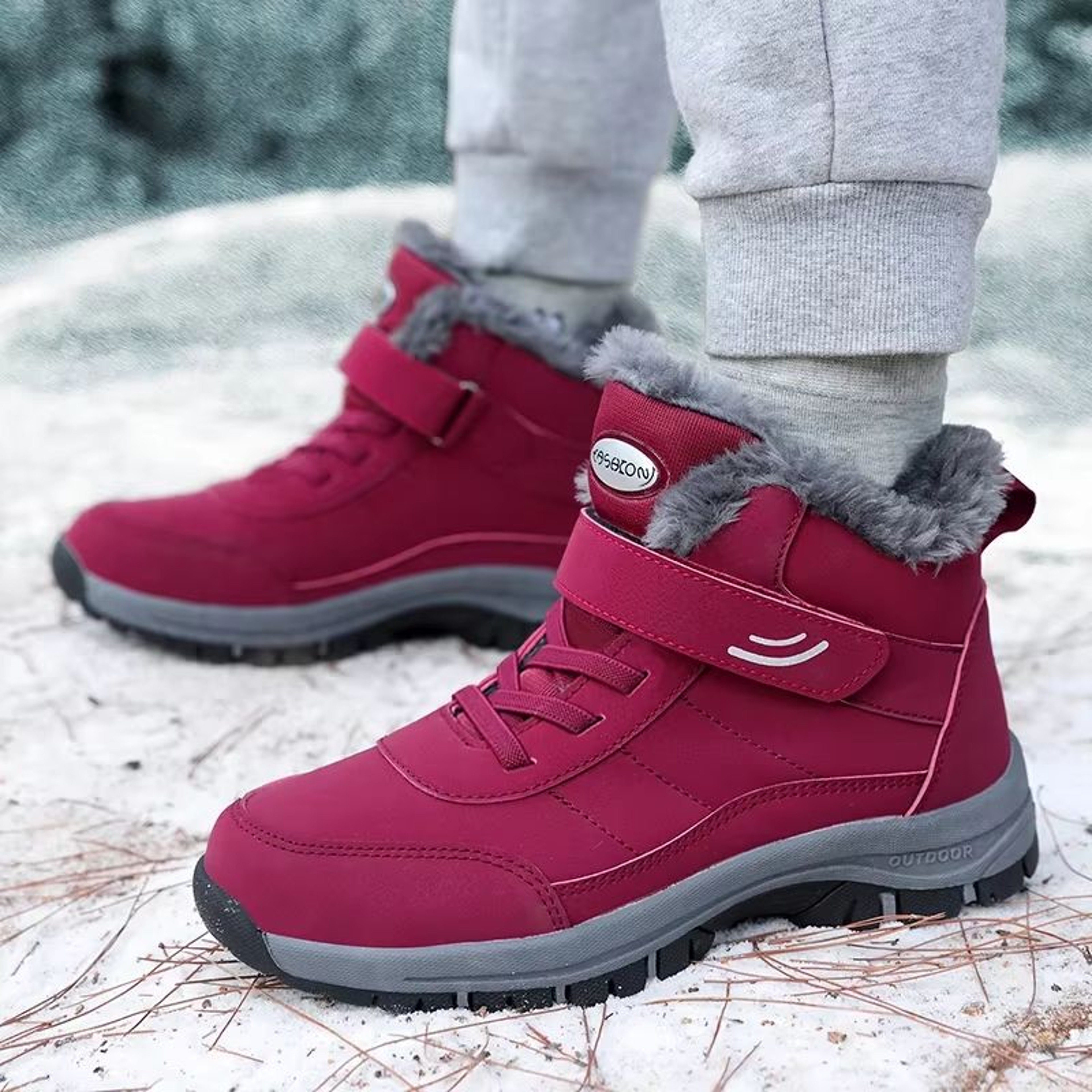 Womens Winter Snow Boots  Warm Fur Lined Platform Ankle Boots With NonSlip Sole For Outdoor Hiking  8