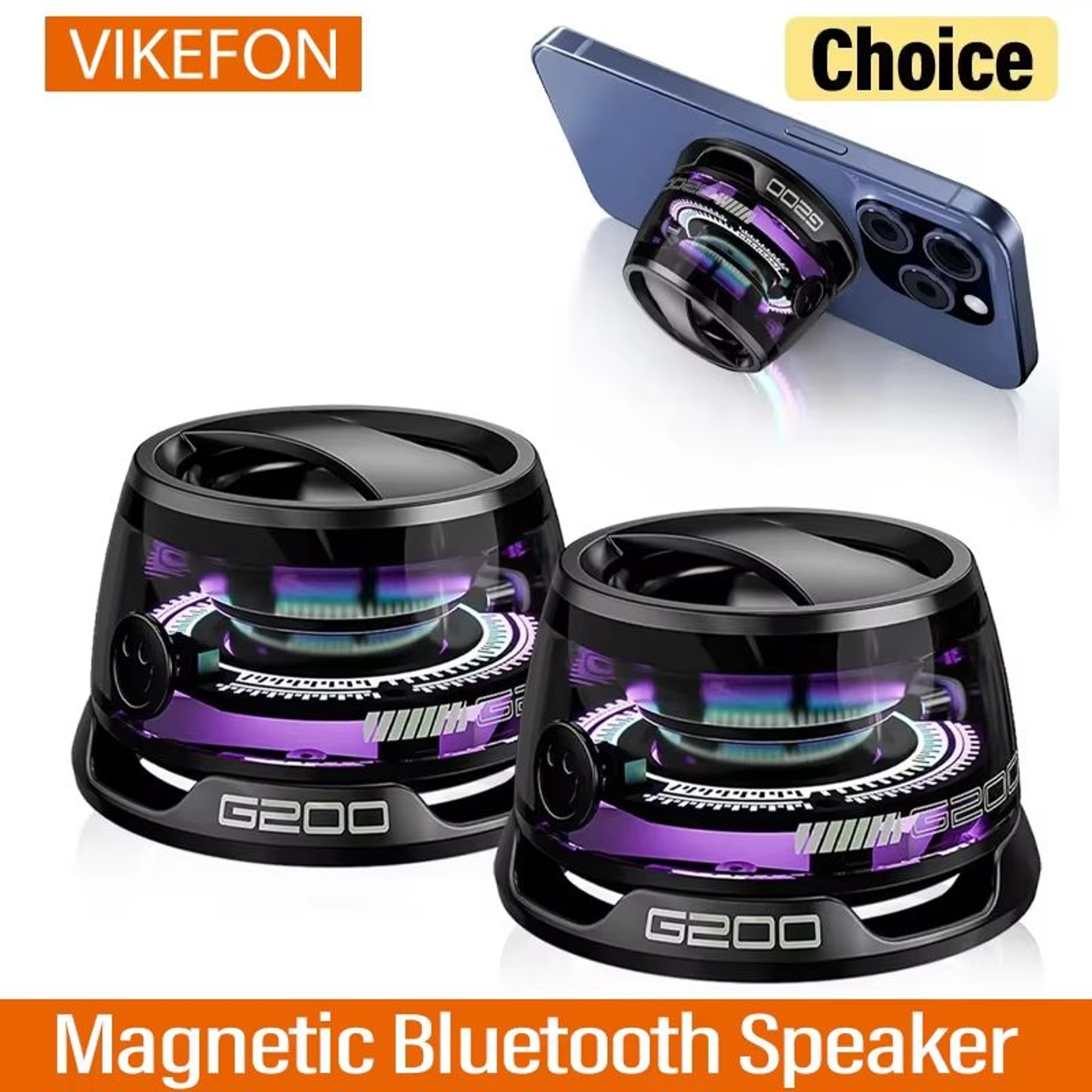 MagWave Portable Bluetooth Speaker  Magnetic Wireless Mini Speaker With RGB Lights  Phone Holder 0