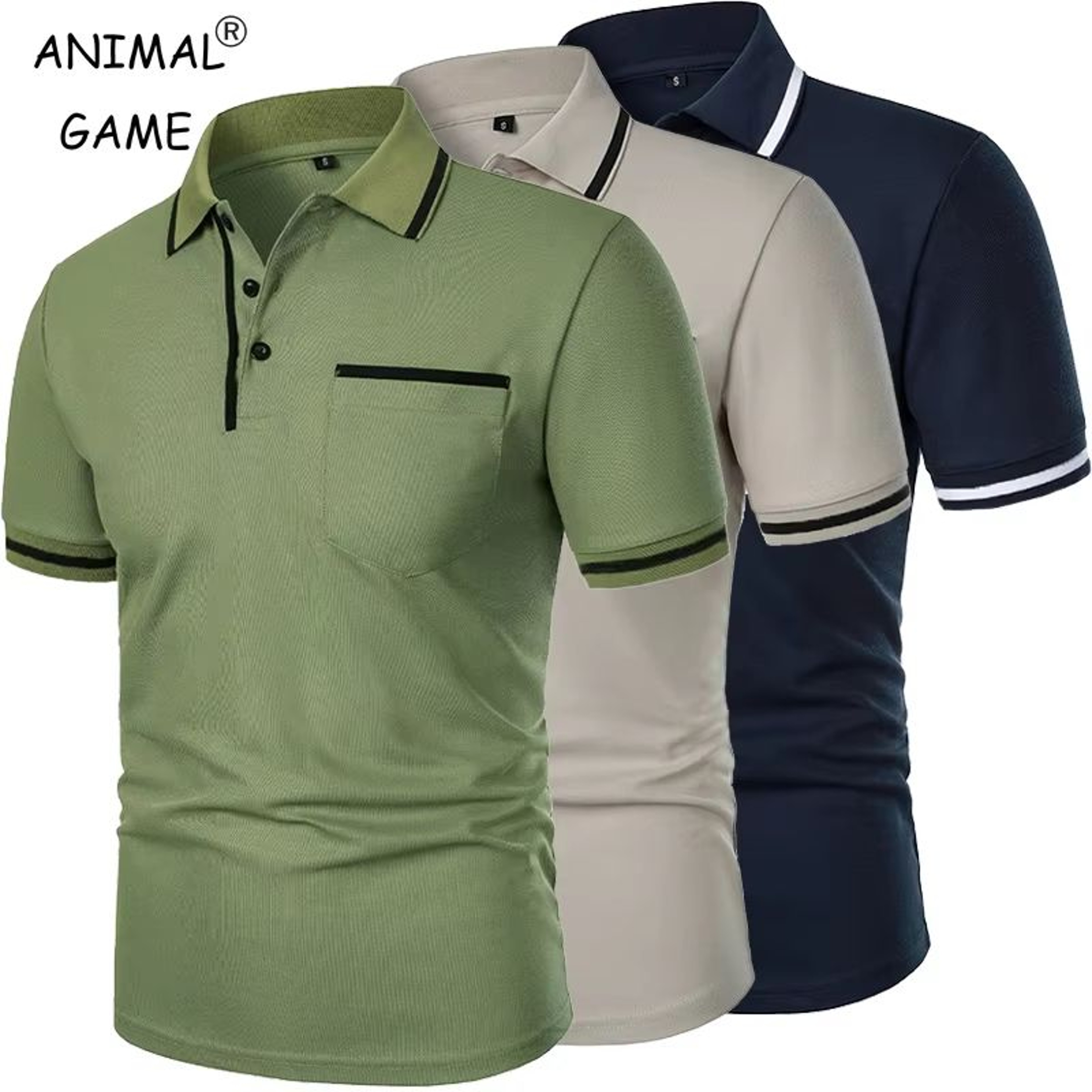 2025 Mens Casual Polo Shirt  Breathable Short Sleeve Summer Top With Pocket Design 0
