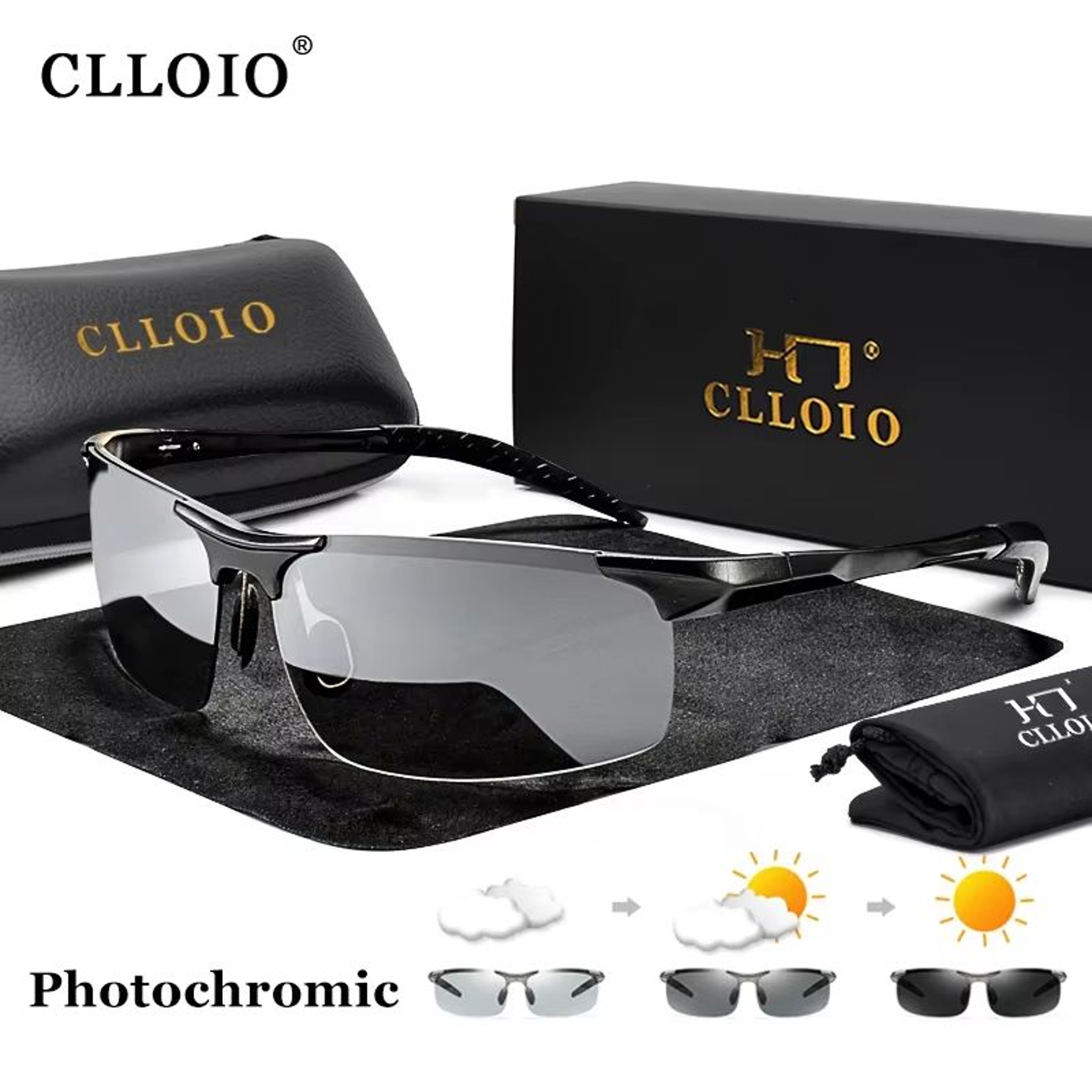 CLLOIO Aluminum Polarized Photochromic Sunglasses For Men  UV Protection AntiGlare Chameleon Drivin 0