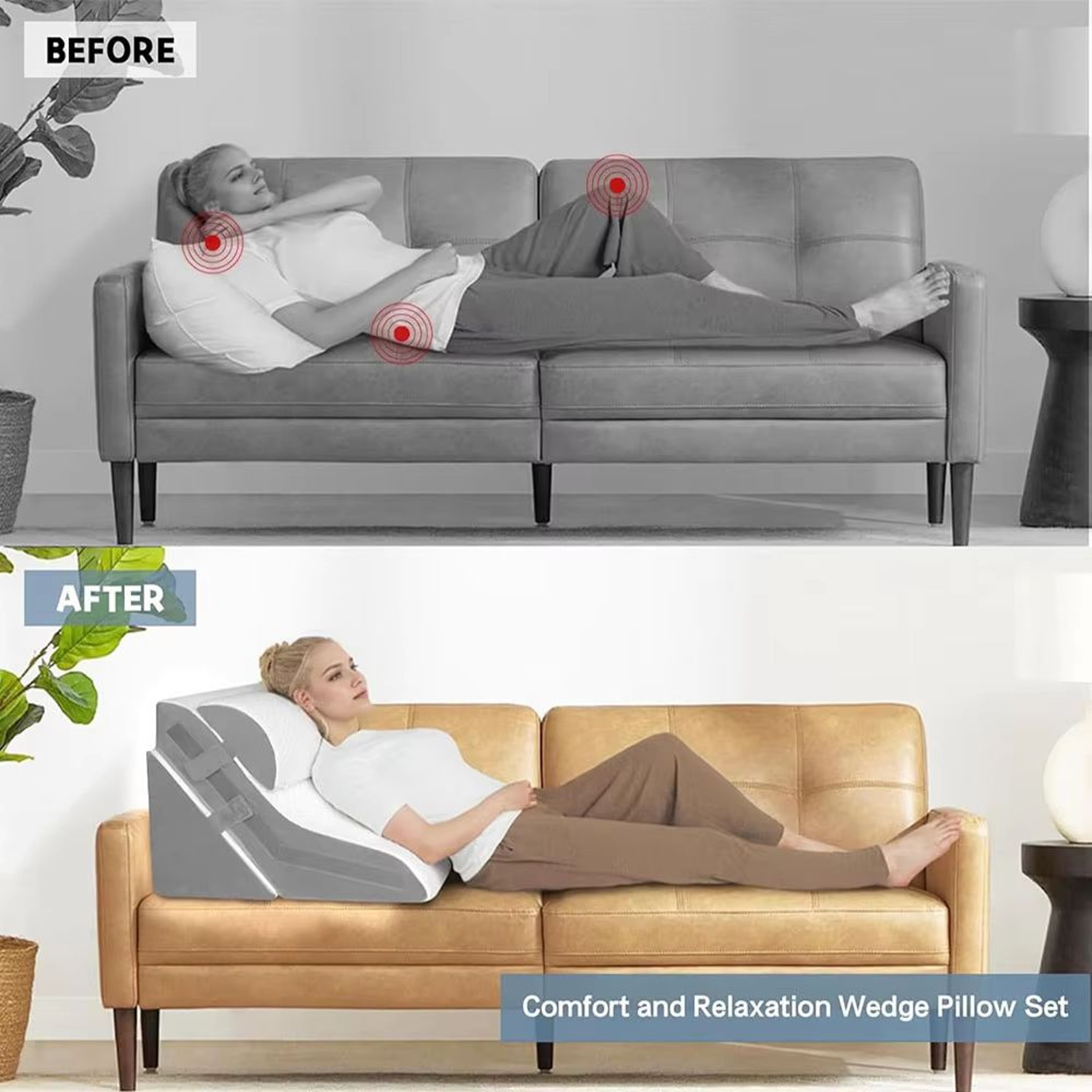 Adjustable 3Piece Wedge Pillow Set For Sleeping Acid Reflux Snoring  PostSurgery Comfort 3