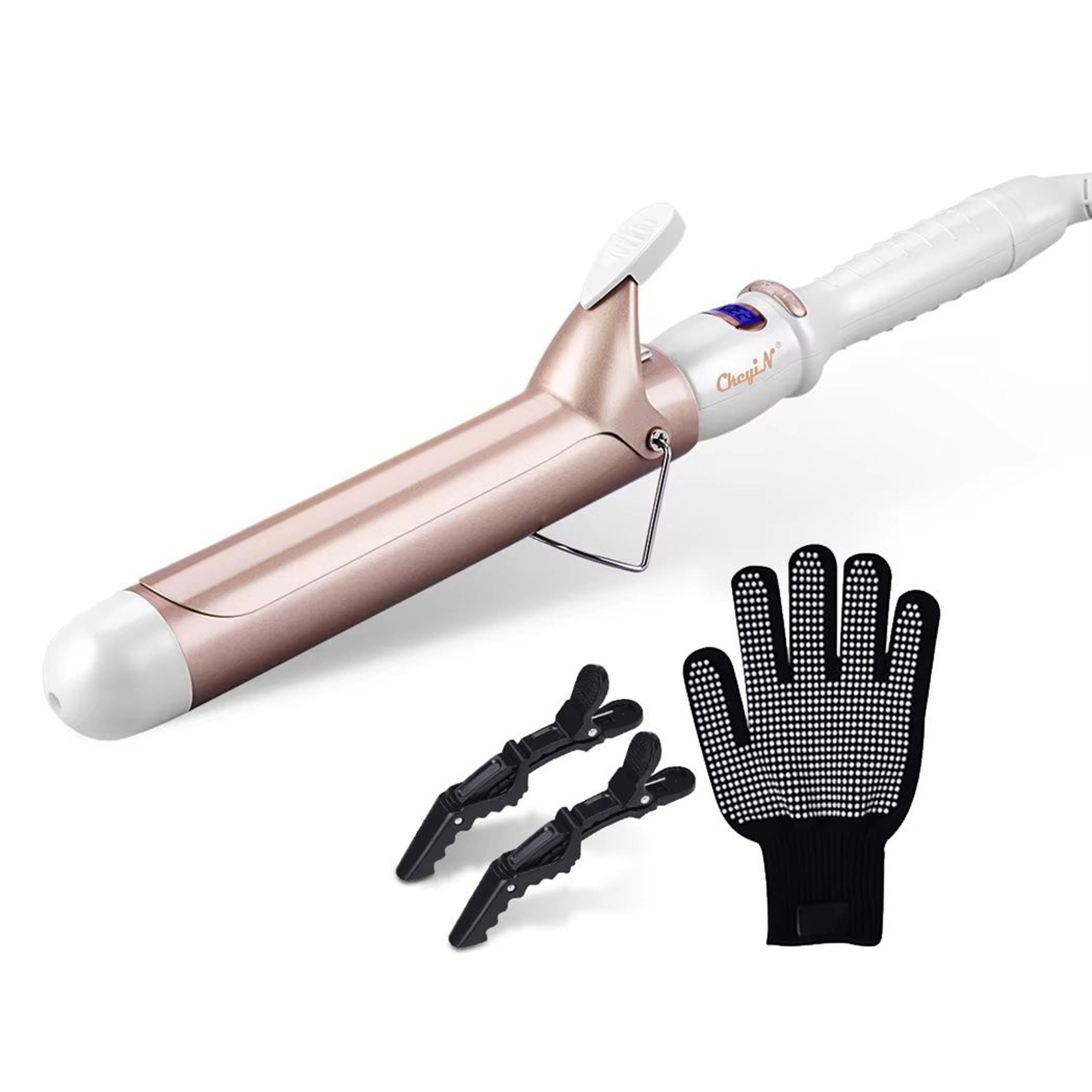 CkeyiN Professional Ceramic Hair Curler  Adjustable Temperature Curling Iron For Effortless Styling 0
