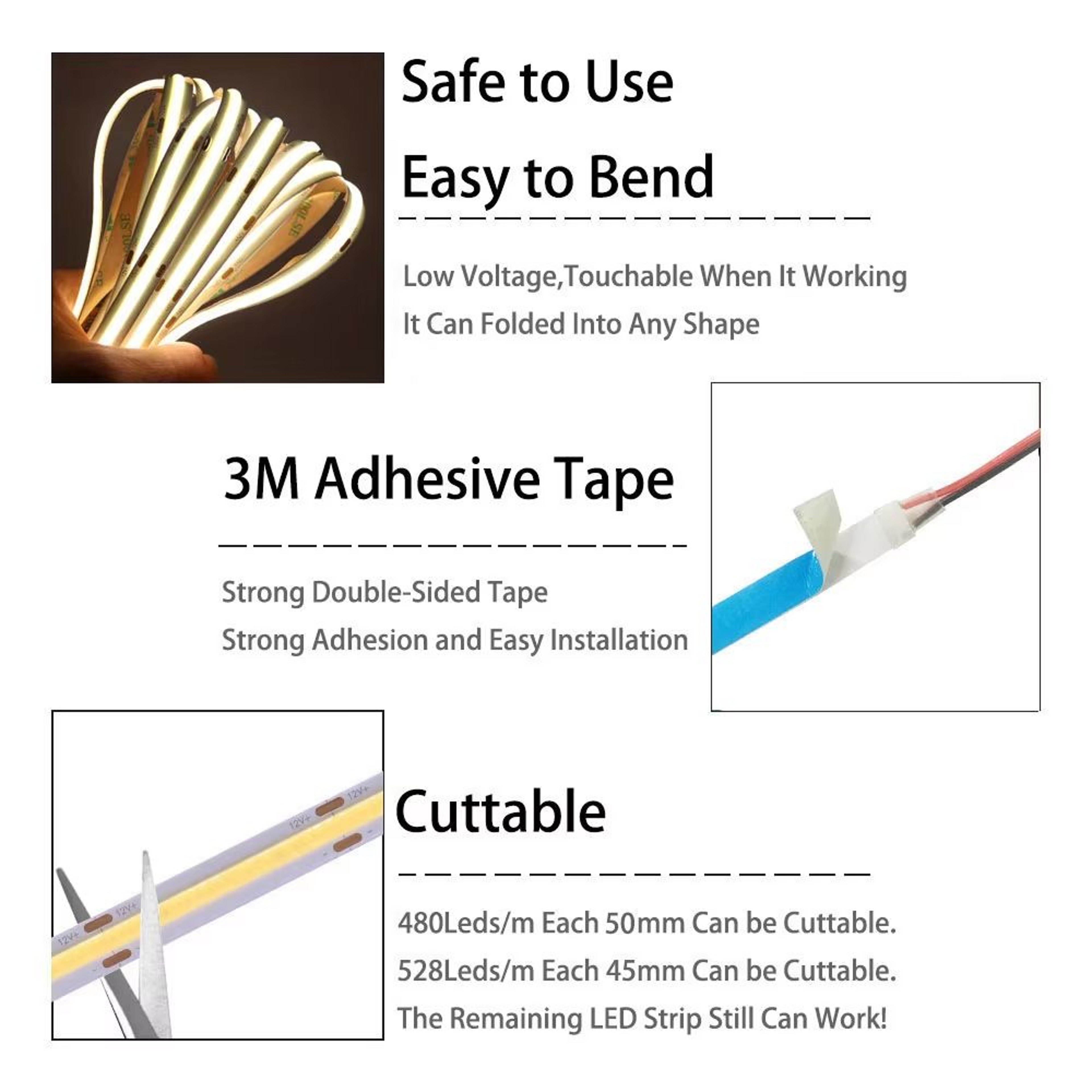 COB LED Strip Light  High Density Flexible Linear Lighting 480528 LEDsm For Home Office And Decorat 1