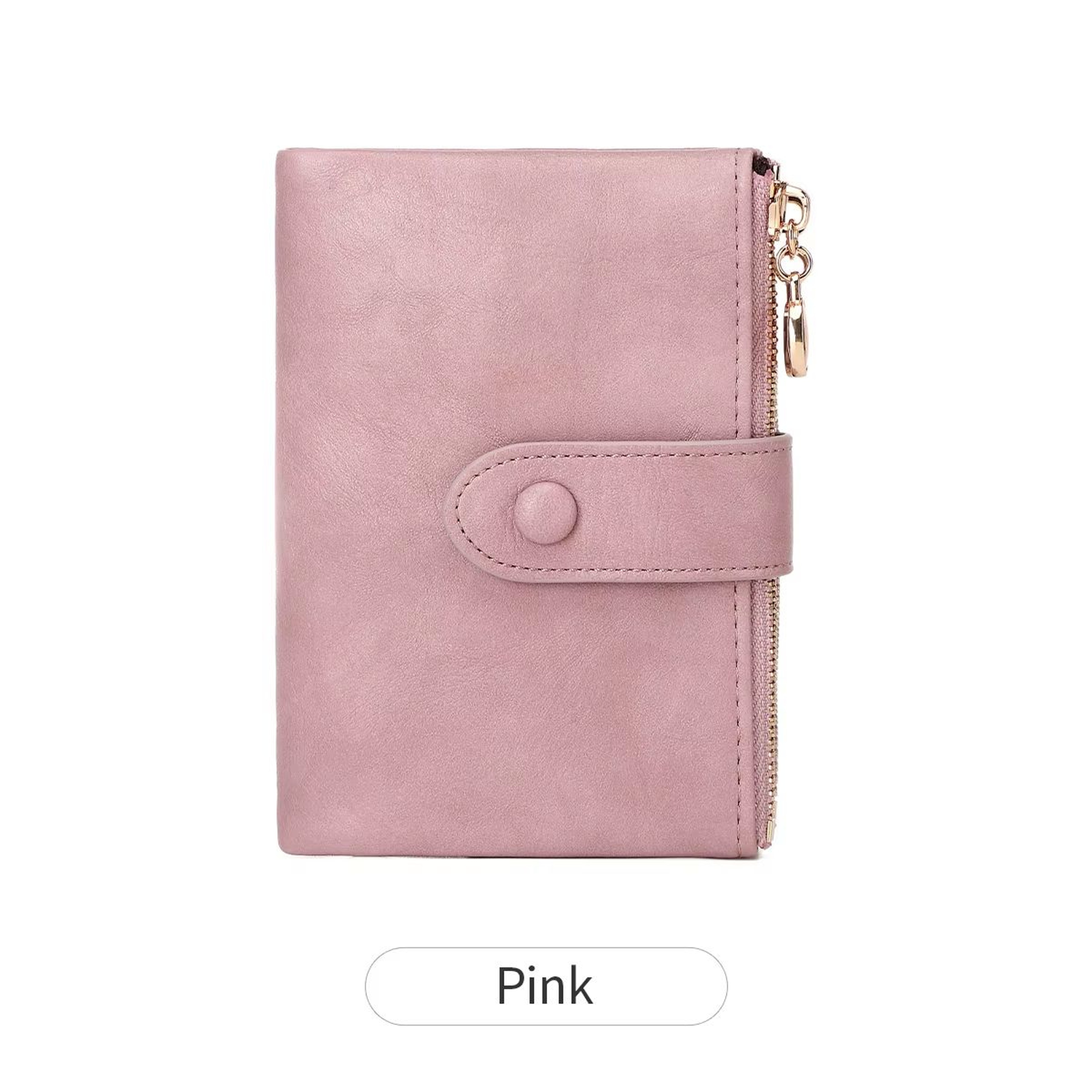 Minimalist Womens Short Wallet  Double Zipper Leather Card Holder  Coin Purse 11
