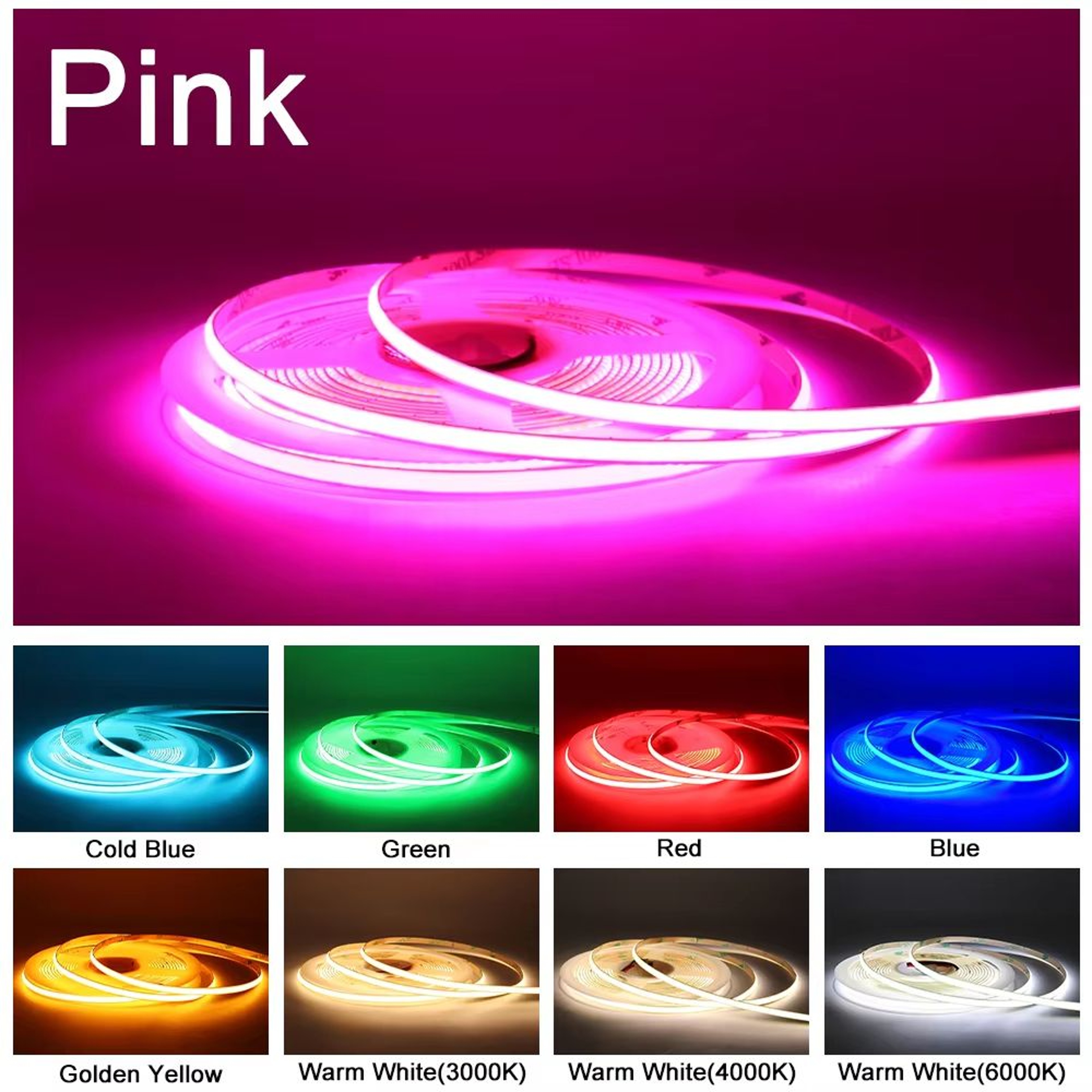 High Brightness COB LED Strip Light 12V24V DC  Flexible RA90 Tape Lighting Bar For DIY Home And Car 5