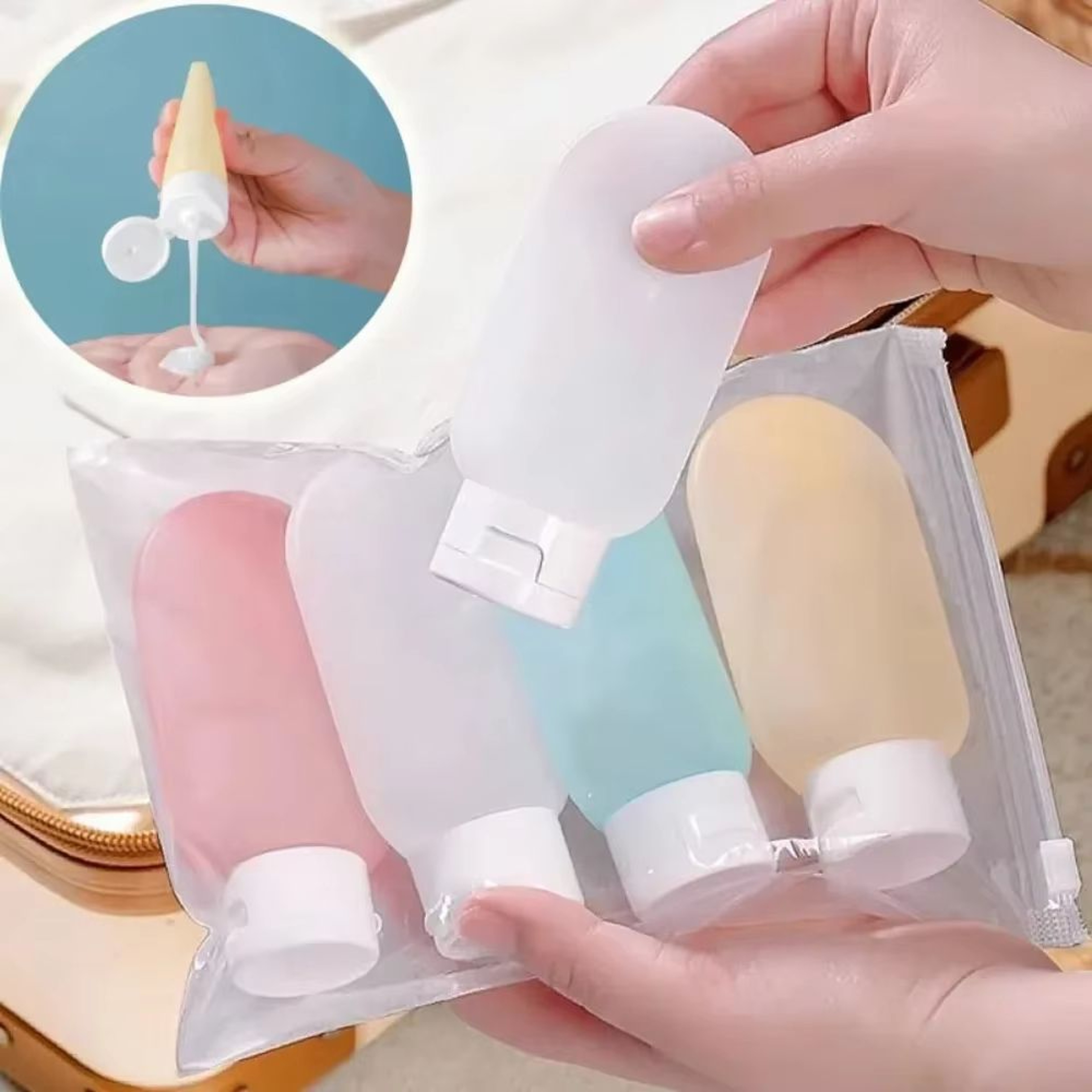 4Piece Refillable Travel Bottle Set  60ml Soft Lotion And Shampoo Squeeze Containers For OntheGo Co 0