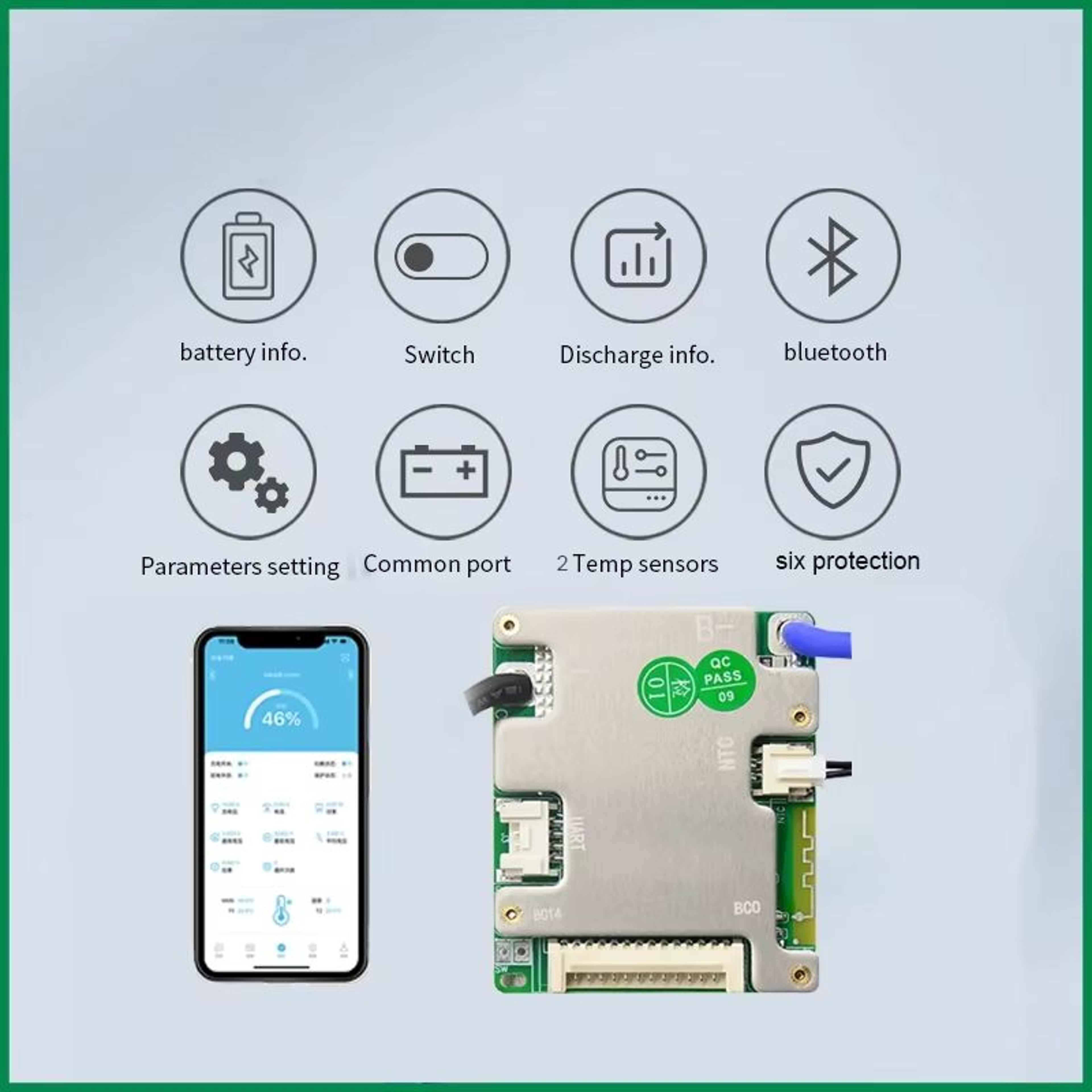 JiaBaiDa Smart Battery Management System 7S14S 20A30A  Intelligent BMS For 24V 36V 48V LFP  NMC Bat 3