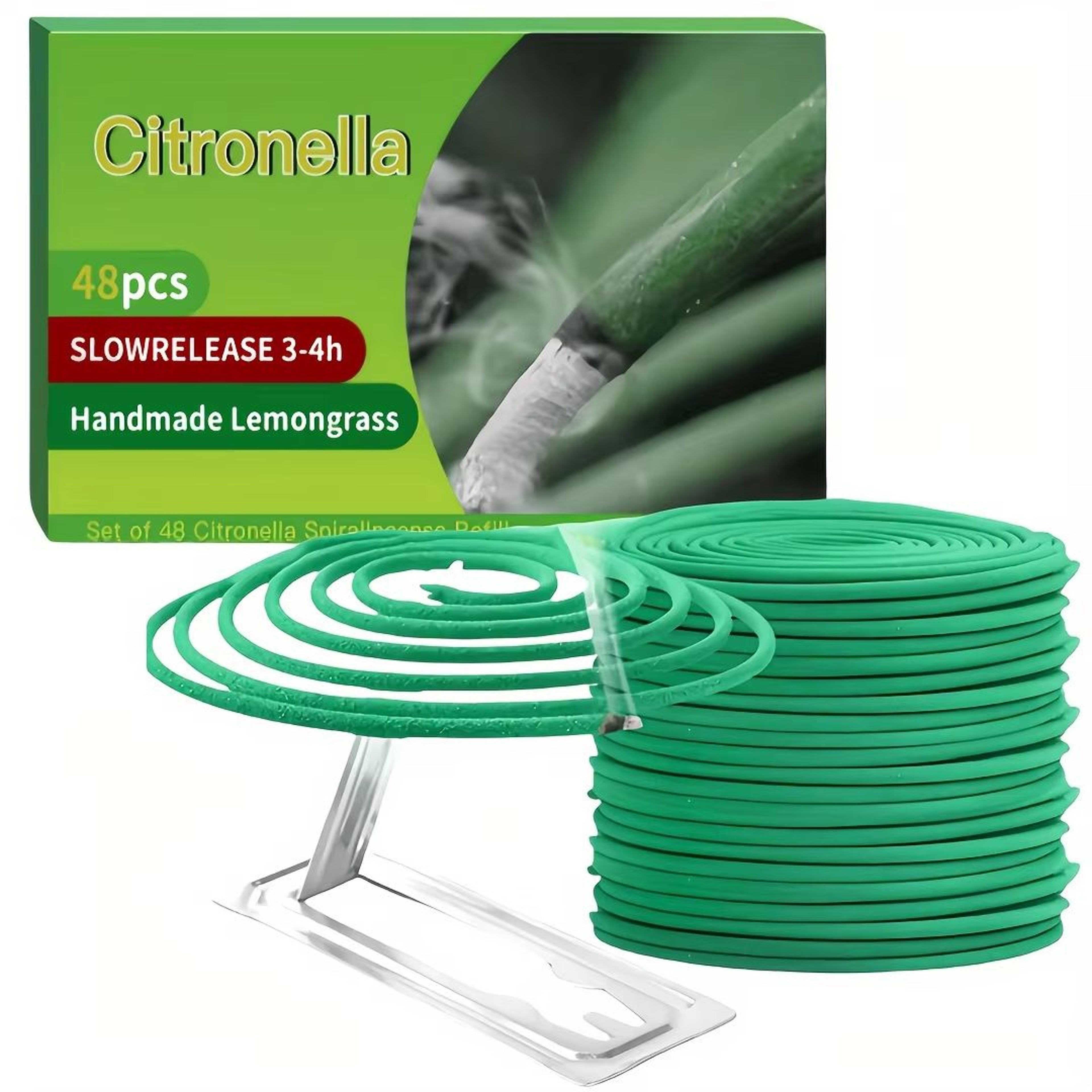LumaLeaf 48Piece Lemongrass Scented Candle Set With Stand  Natural Outdoor Candle Collection 0