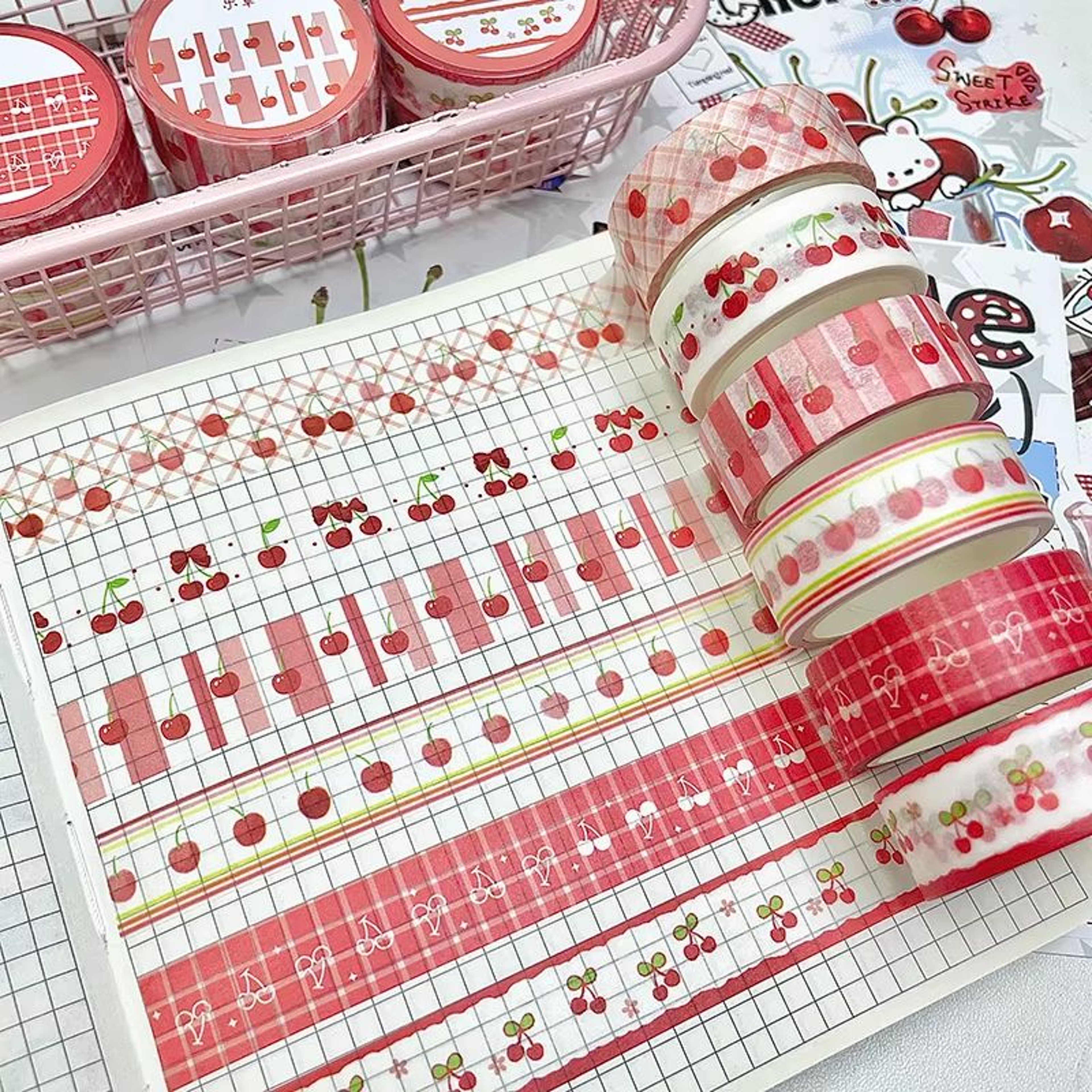 MINKYS Fruit Washi Tape Set  6pcs Cute Strawberry  Apple Decorative Tape For Journaling Scrapbookin 8