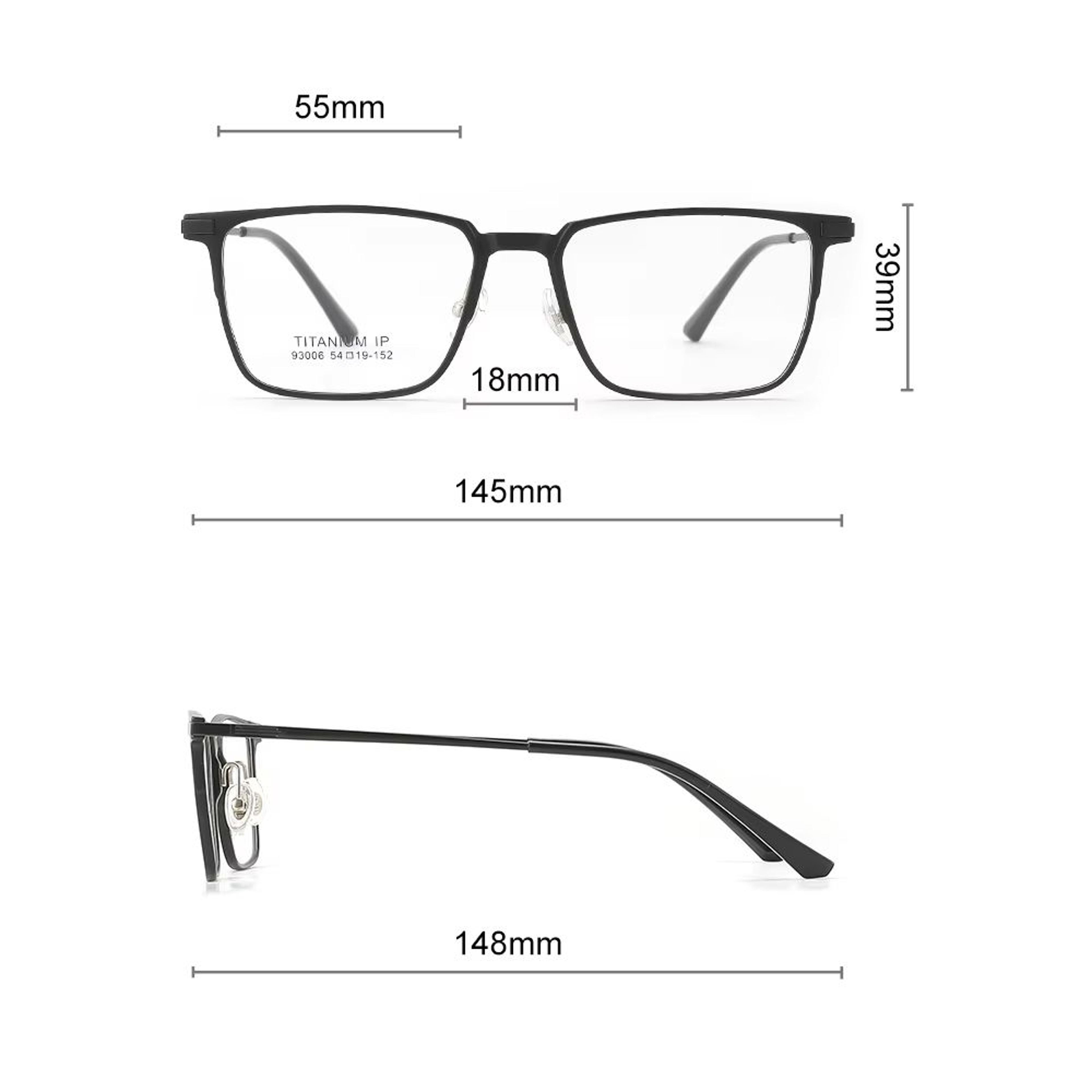 VIZION 3in1 Pure Titanium Glasses Frame  Full Rim Square Eyewear With Polarized ClipOn Sunglasses   4