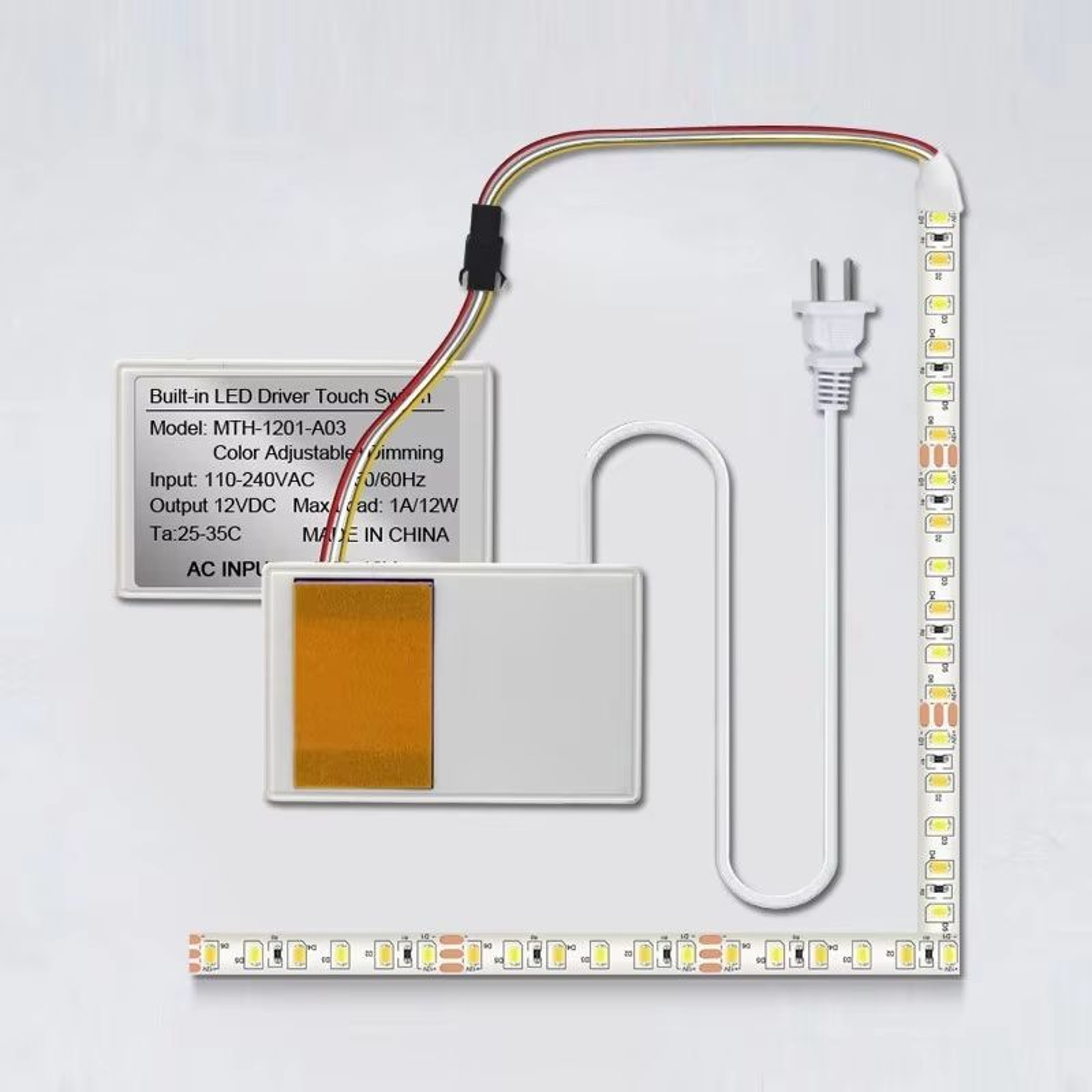 LumiTouch 12V LED Smart Mirror Switch  Adjustable Brightness Touch Sensor Kit For Bathroom  Makeup  14