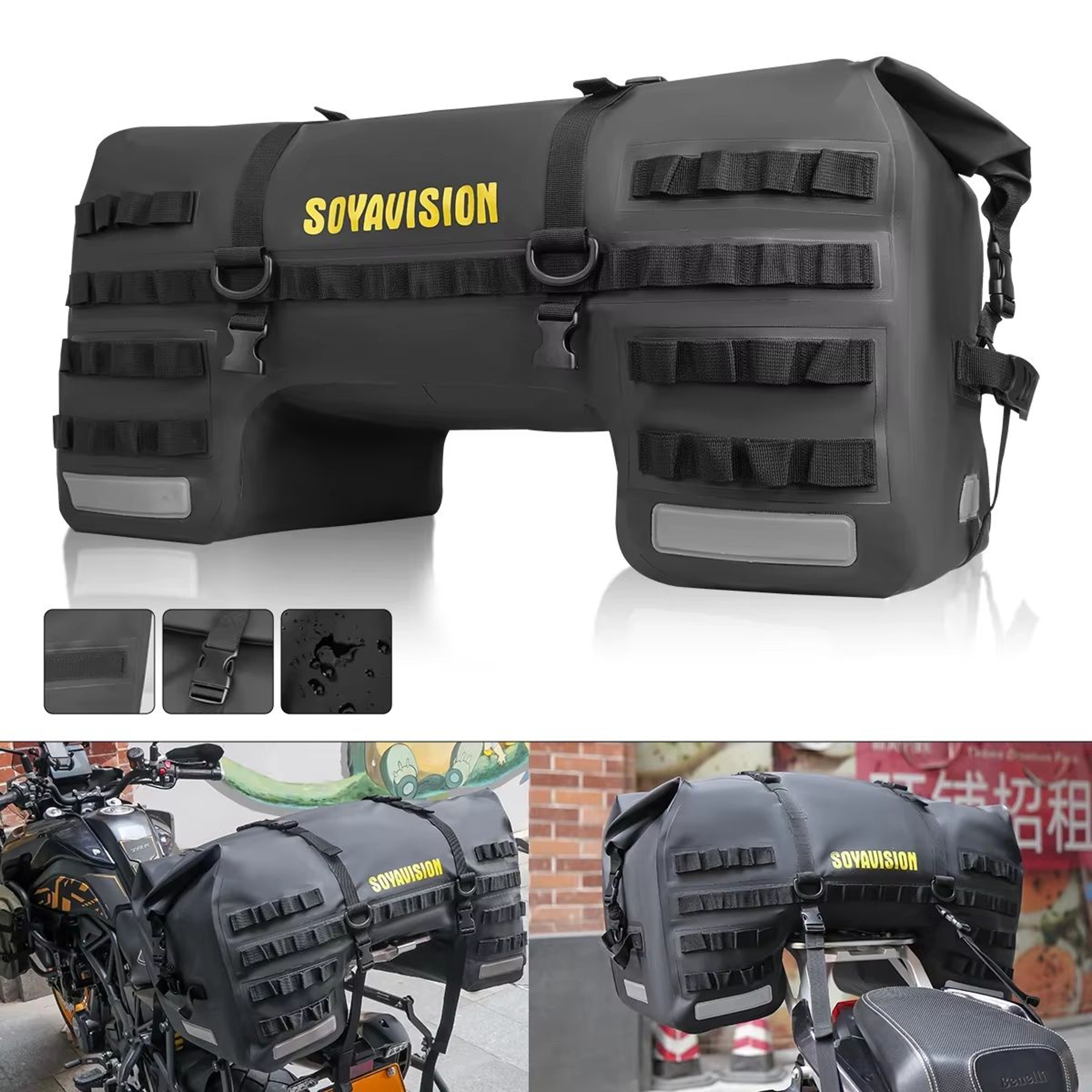 MotoTrek Waterproof Motorcycle Rear Seat Bag  20L100L Expandable Travel Tail Bag  Helmet Storage Fo 0