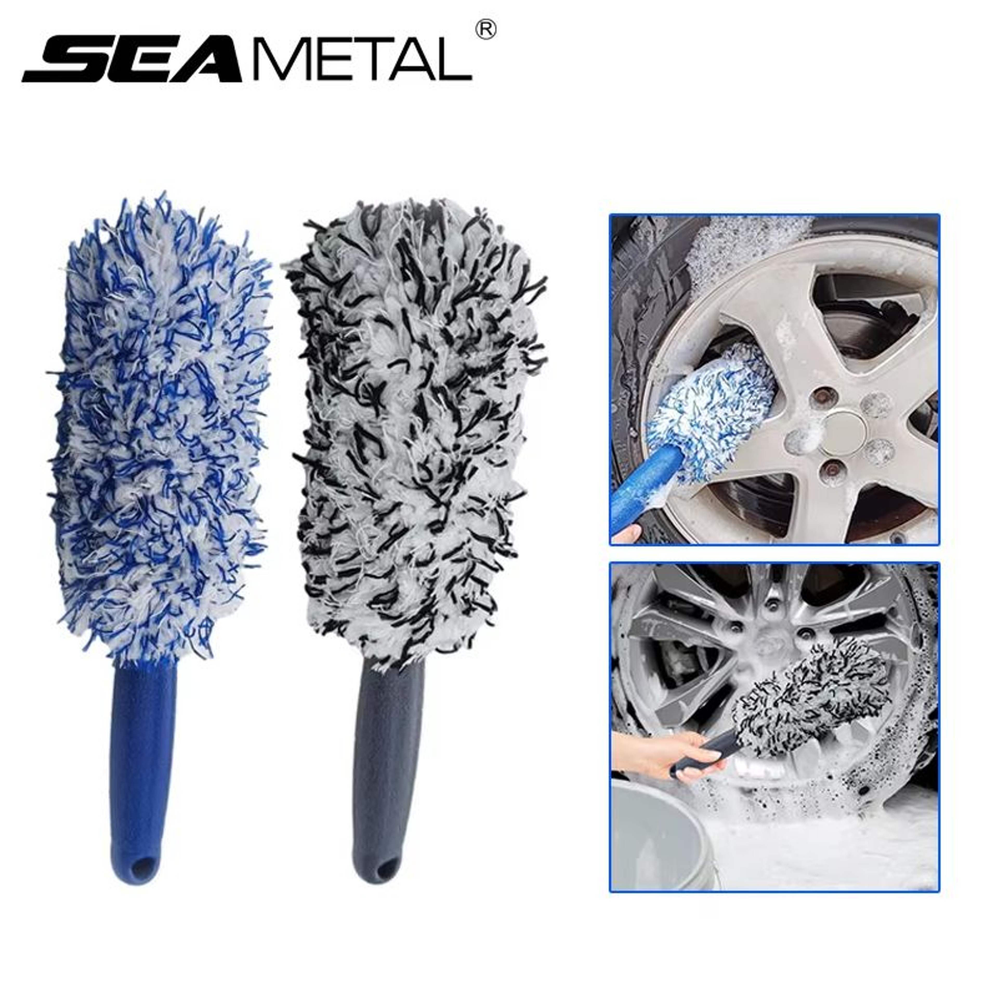 SEAMETAL Premium Car Wheel Cleaning Brush  Soft Plush Tire Rim Brush For Fast And ScratchFree Car D 0
