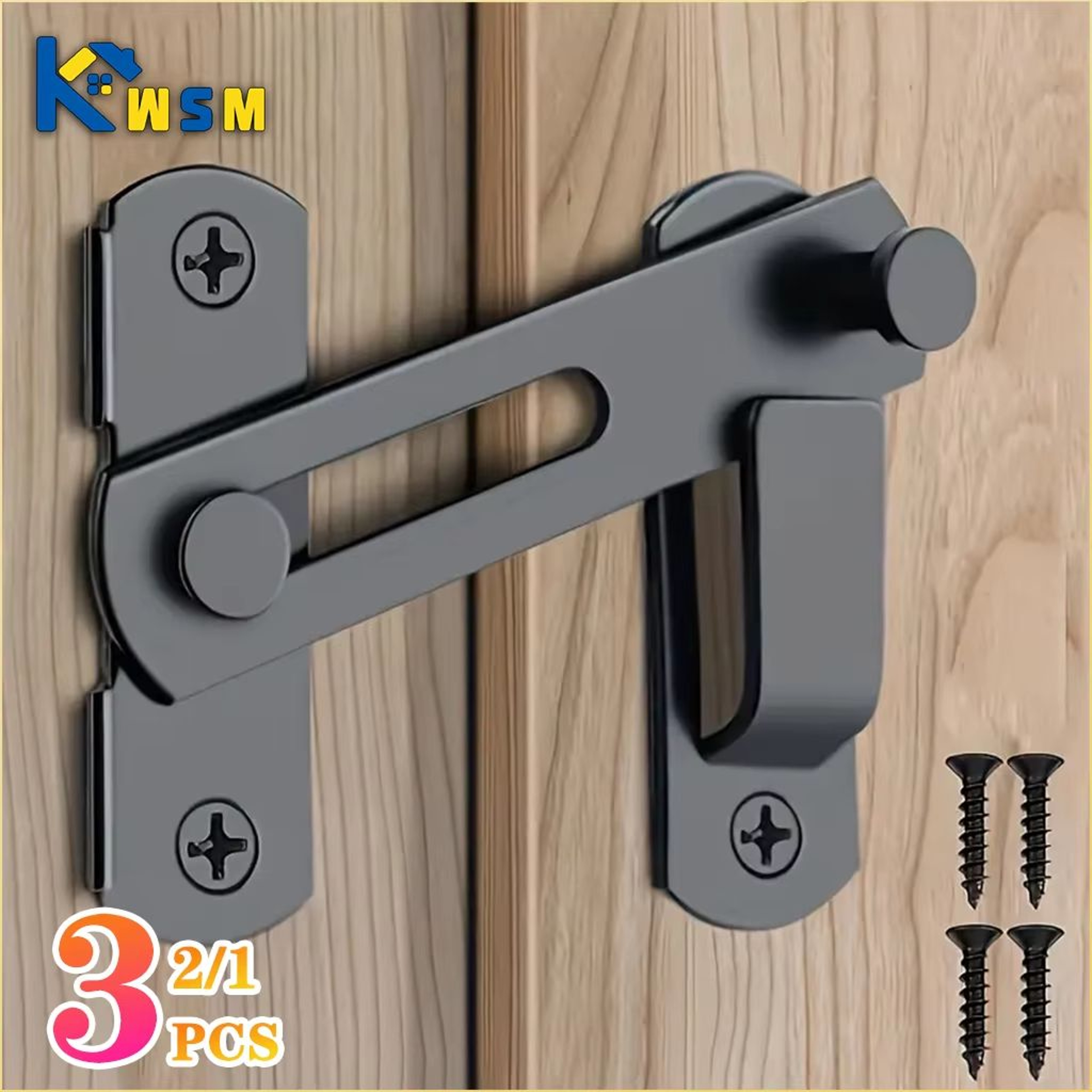 HeavyDuty Sliding Barn Door Latch  Secure Right Angle Door Bolt For Closets Windows And Baby Safety 0