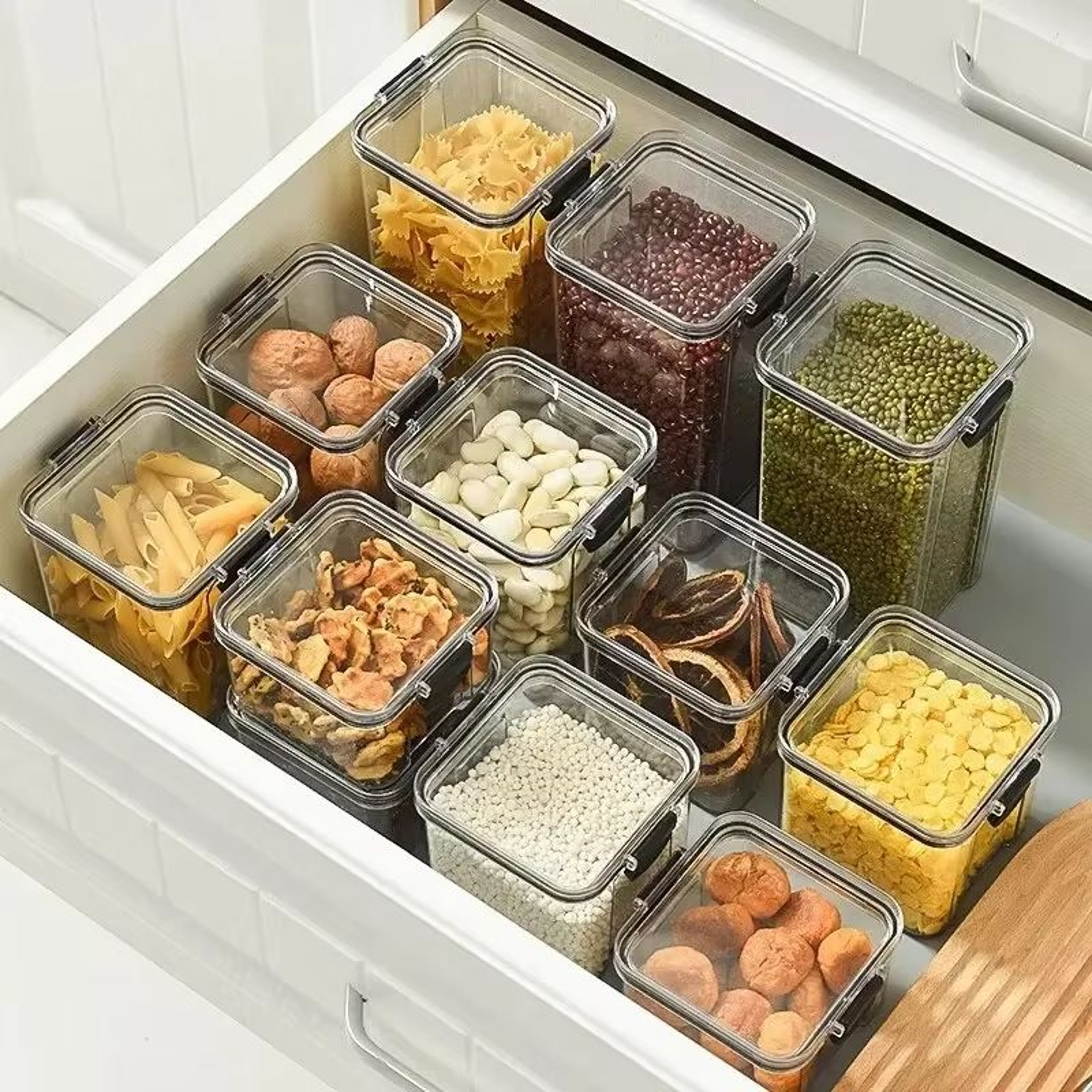 Airtight Multigrain Storage Box  MoistureProof Plastic Food Container For Snacks Dried Fruit  Kitch 0