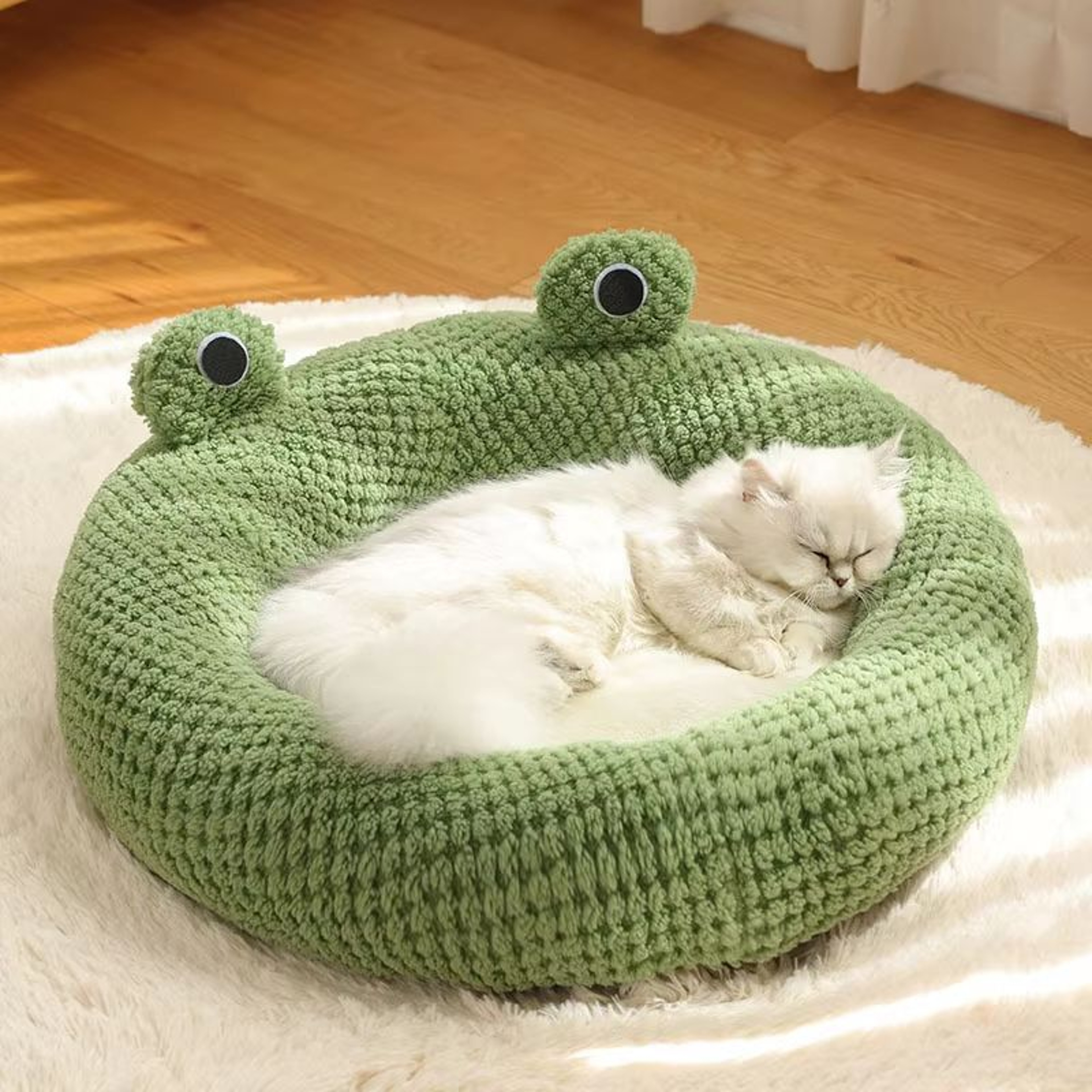 FrogShaped Plush Pet Nest  Cozy Dog And Cat Den 1
