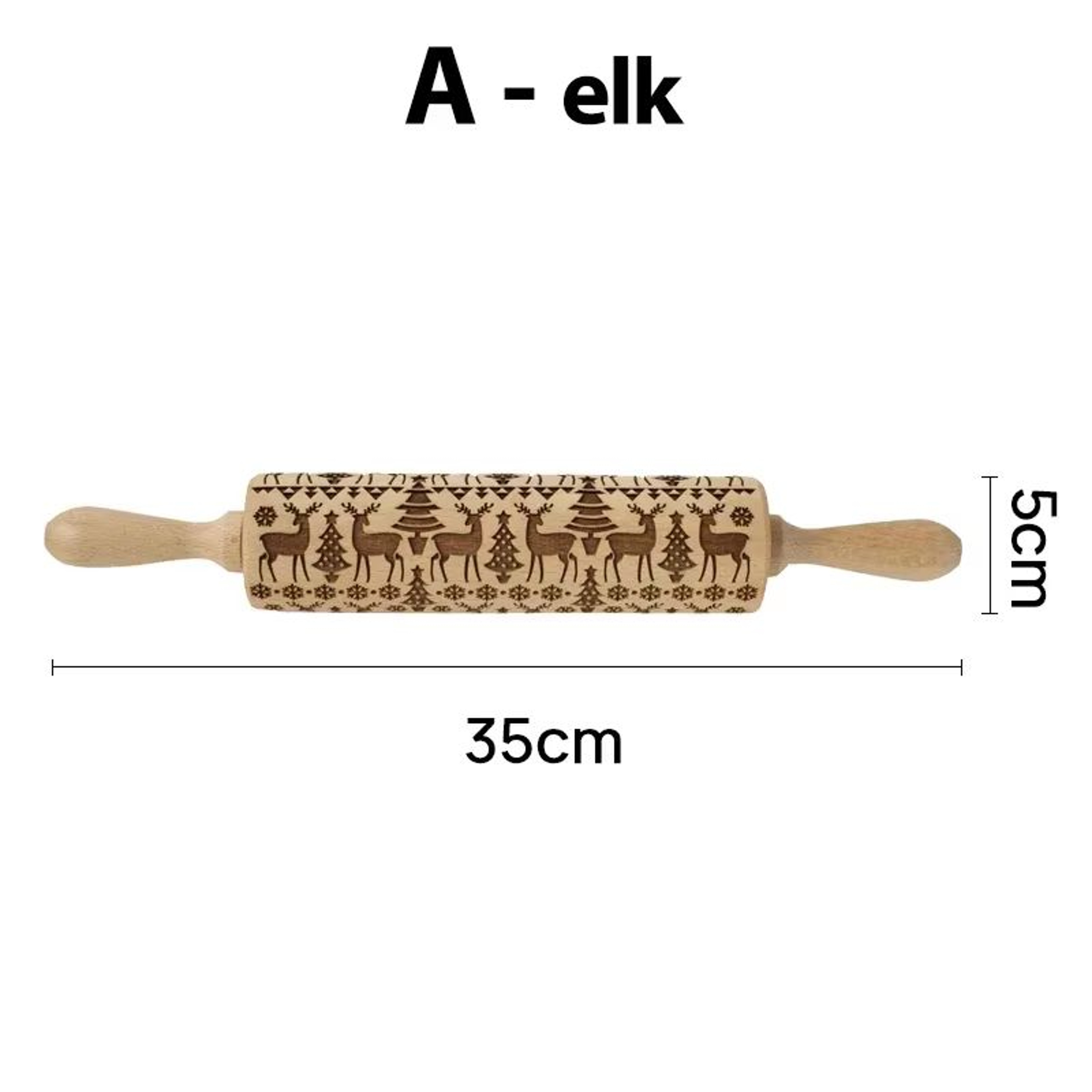 Christmas Wooden Embossed Rolling Pin  Snowflake  Reindeer Design For Festive Cookies Fondant  Past