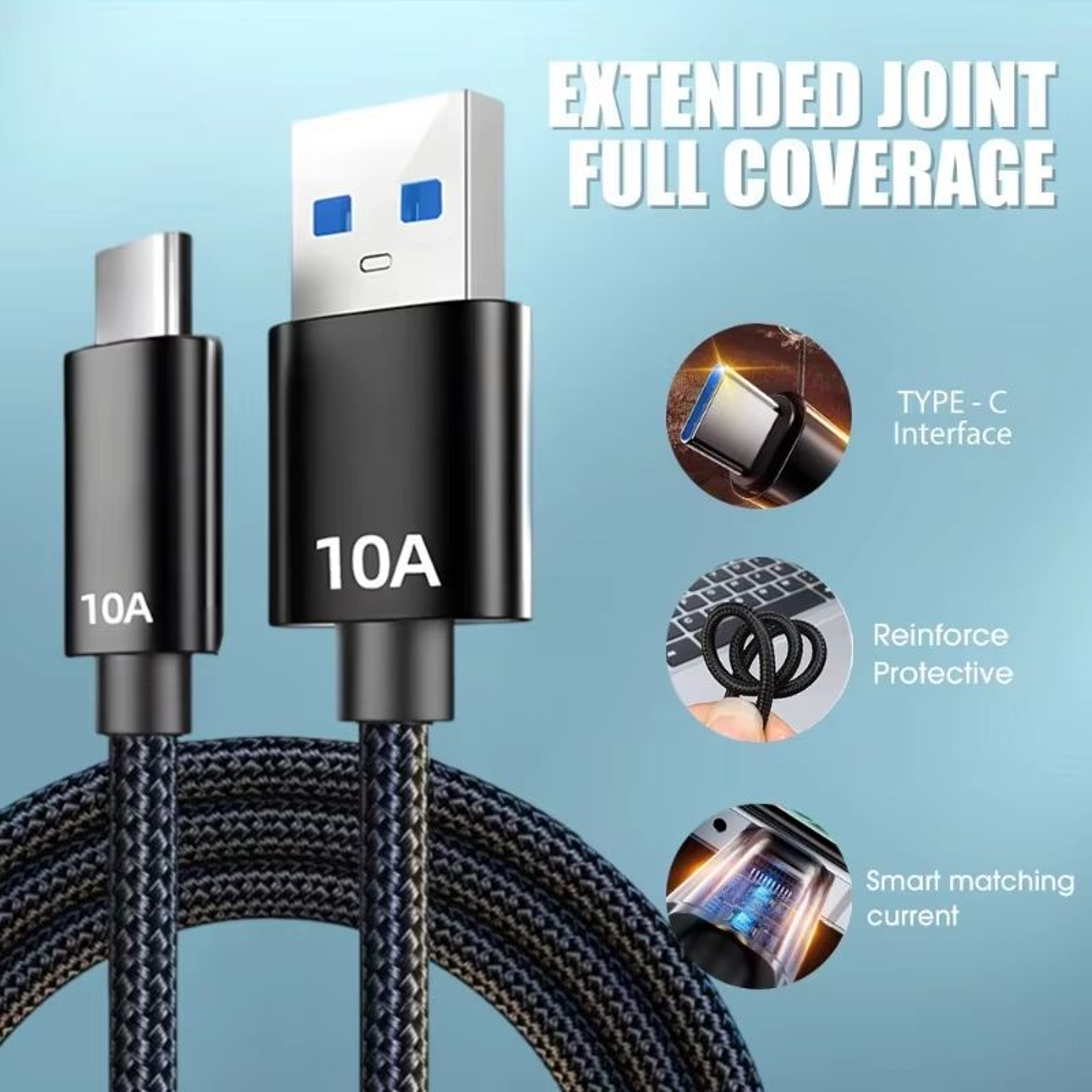 120W TypeC Fast Charging Cable  10A HighSpeed USB Data Cord For Samsung Huawei OnePlus  More 2