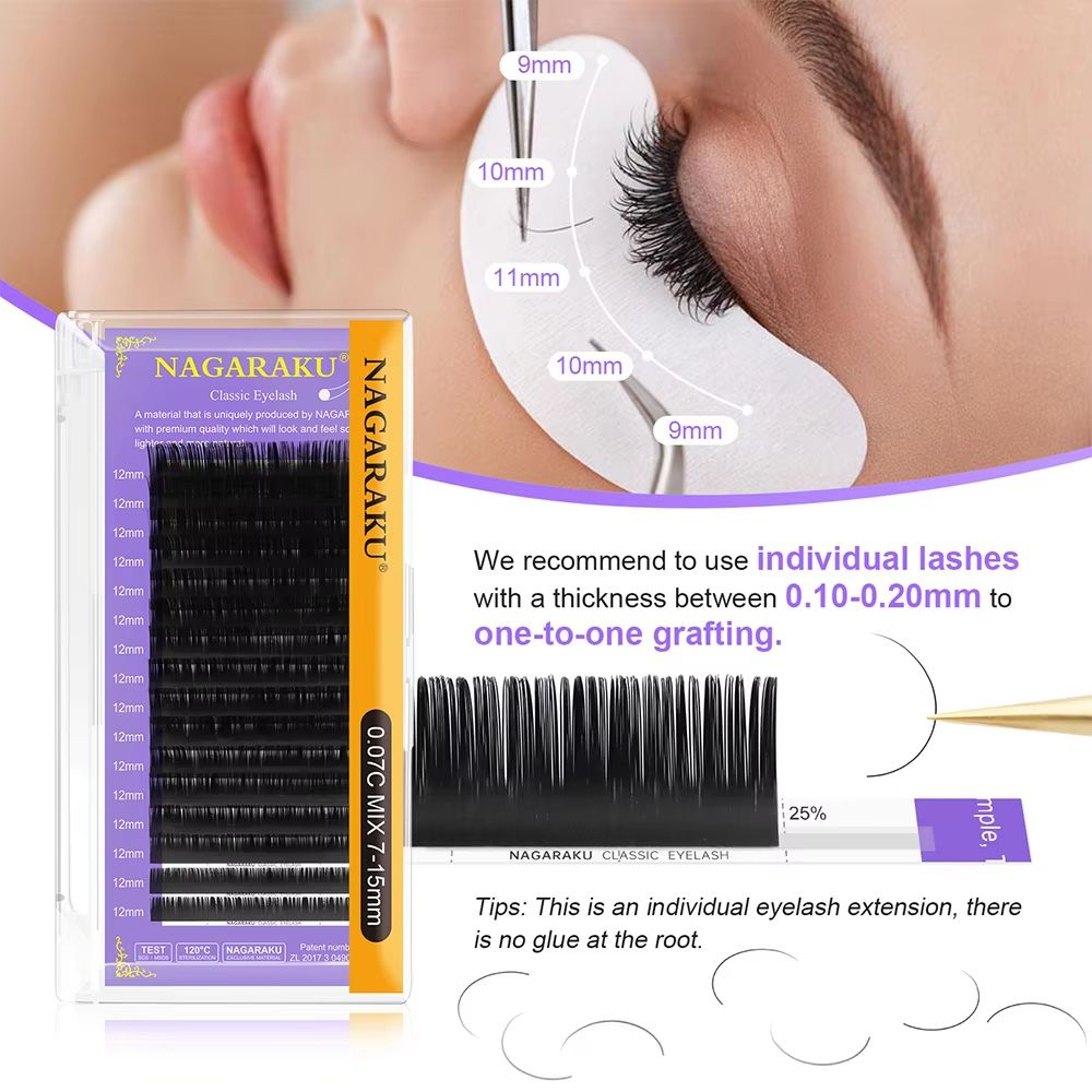 NAGARAKU Faux Mink Eyelash Extensions  C  D Curl Individual Lashes For Salon And Home Use 2
